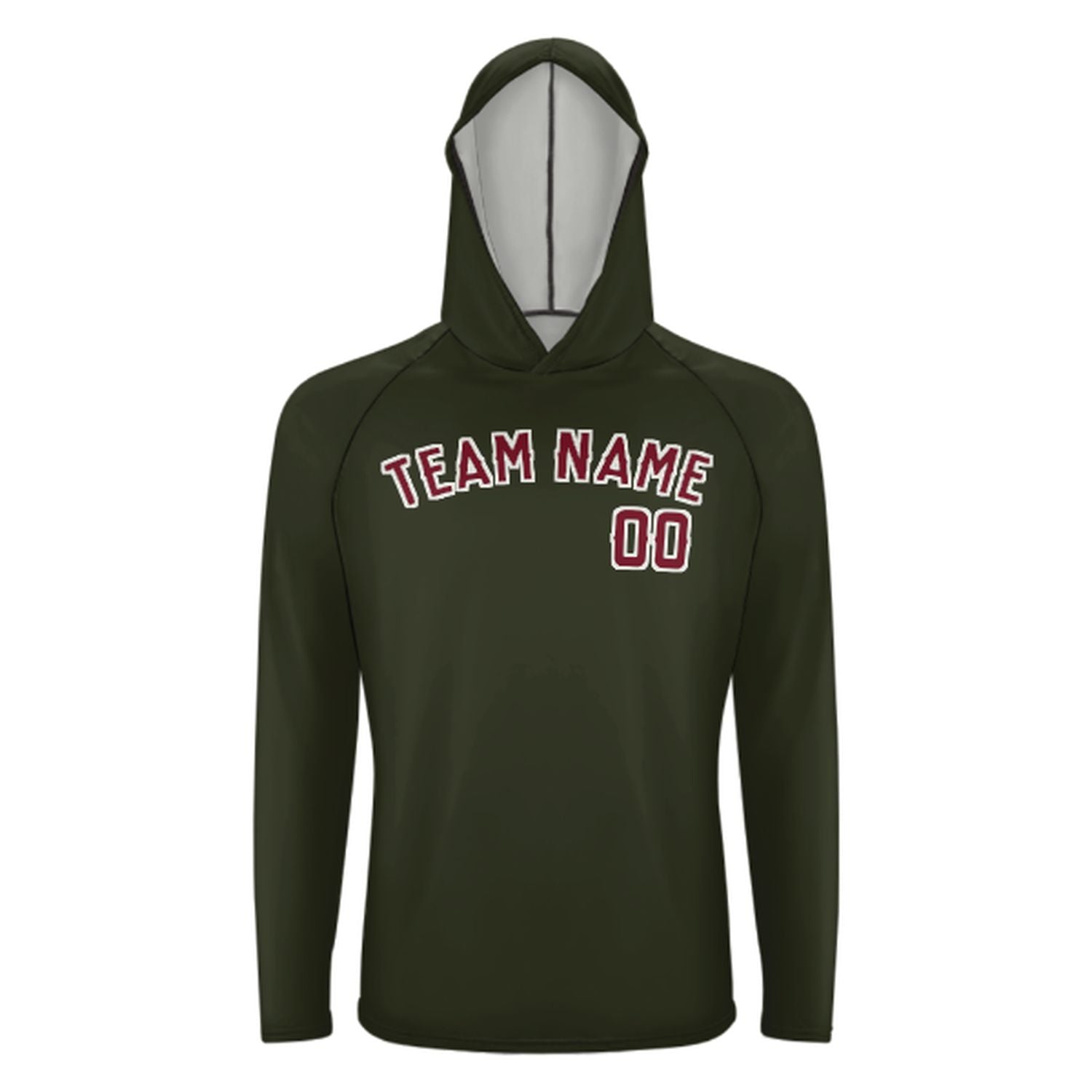 Maßgeschneidertes Dunkles Oliv Karmesinrot UV-Hoodie