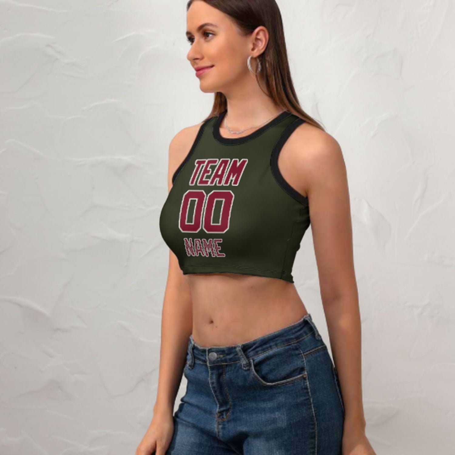 Räätälöity -Tumma oliivin karmesinrot Sleek Tank Top