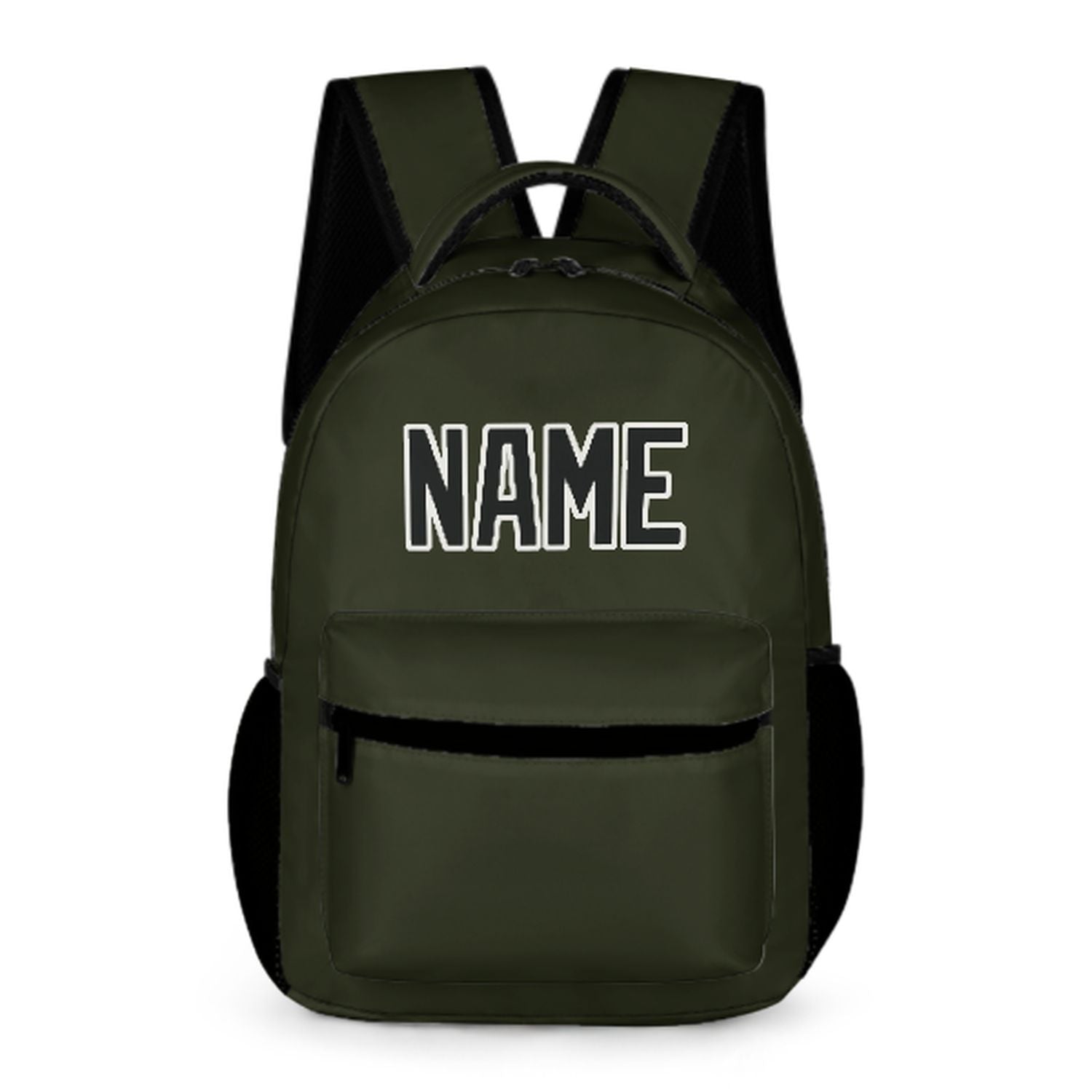 Zaino personalizzato per bambini color oliva scuro e nero