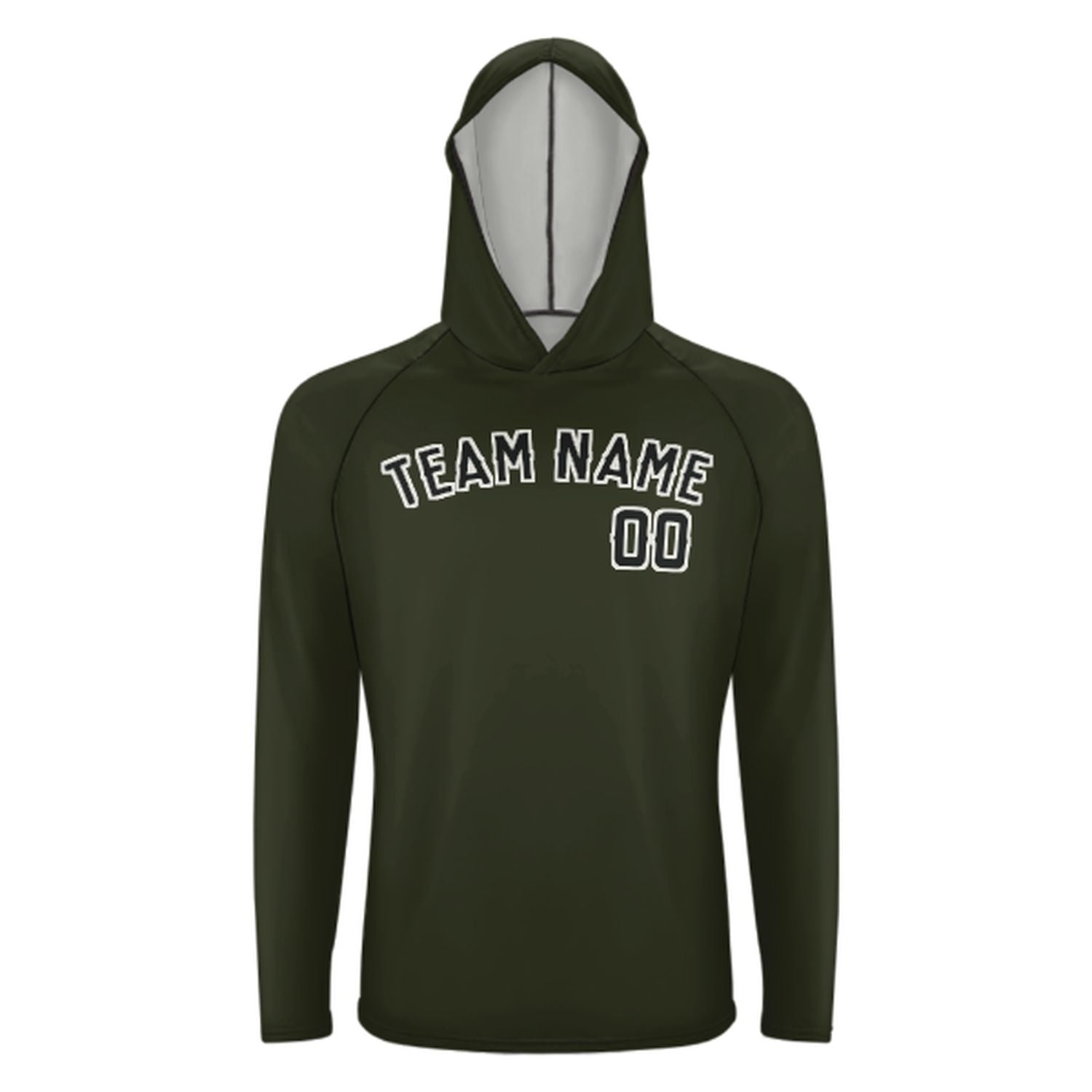 Maßgeschneidertes Dunkles Oliv Schwarz UV-Hoodie