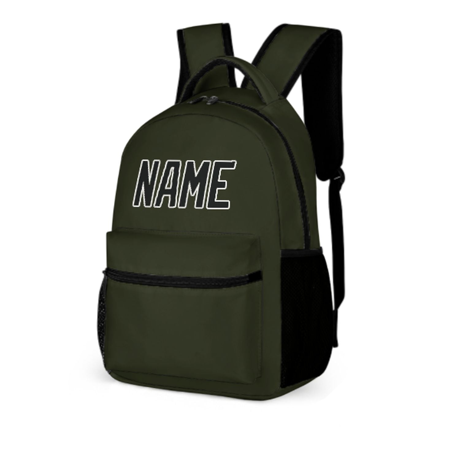 Zaino personalizzato per bambini color oliva scuro e nero