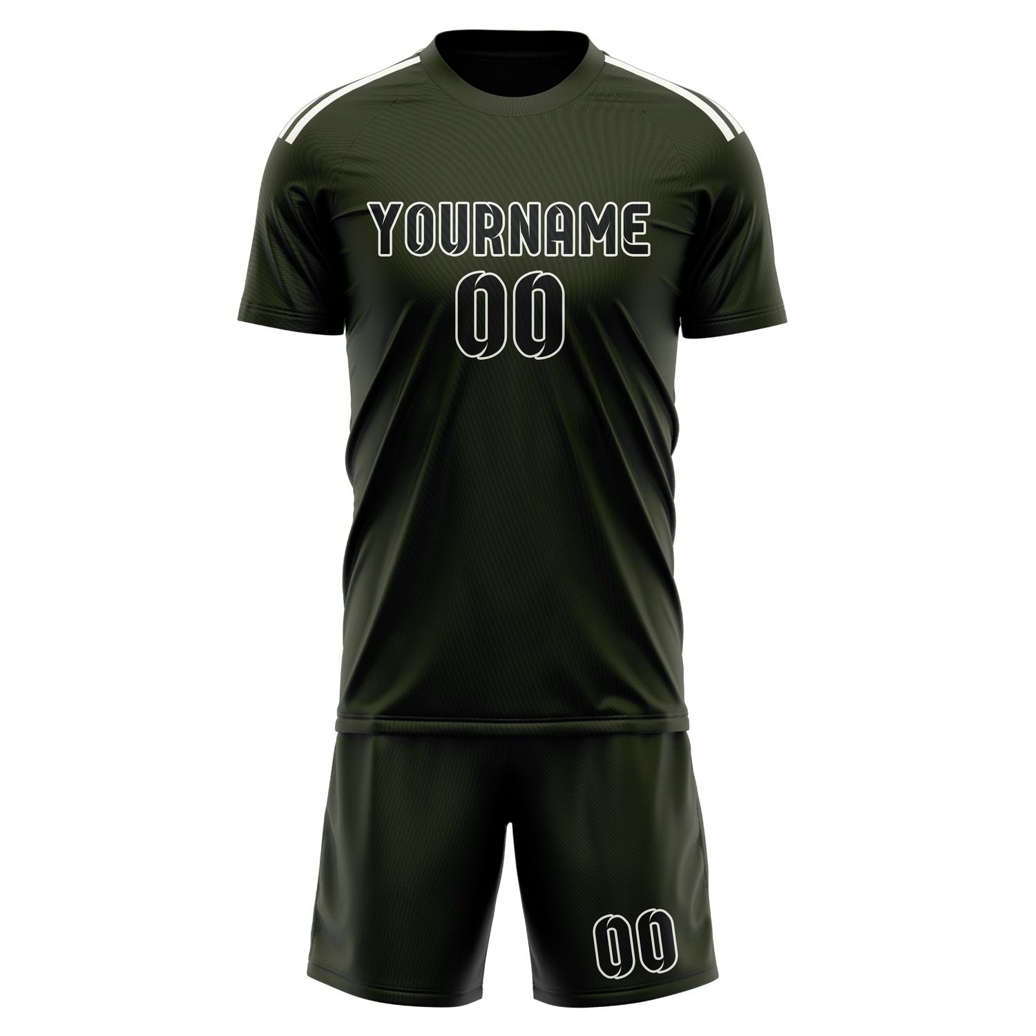 Maßgeschneidertes Professionelles Dunkles Oliv Schwarz Fußballtrikot-Set