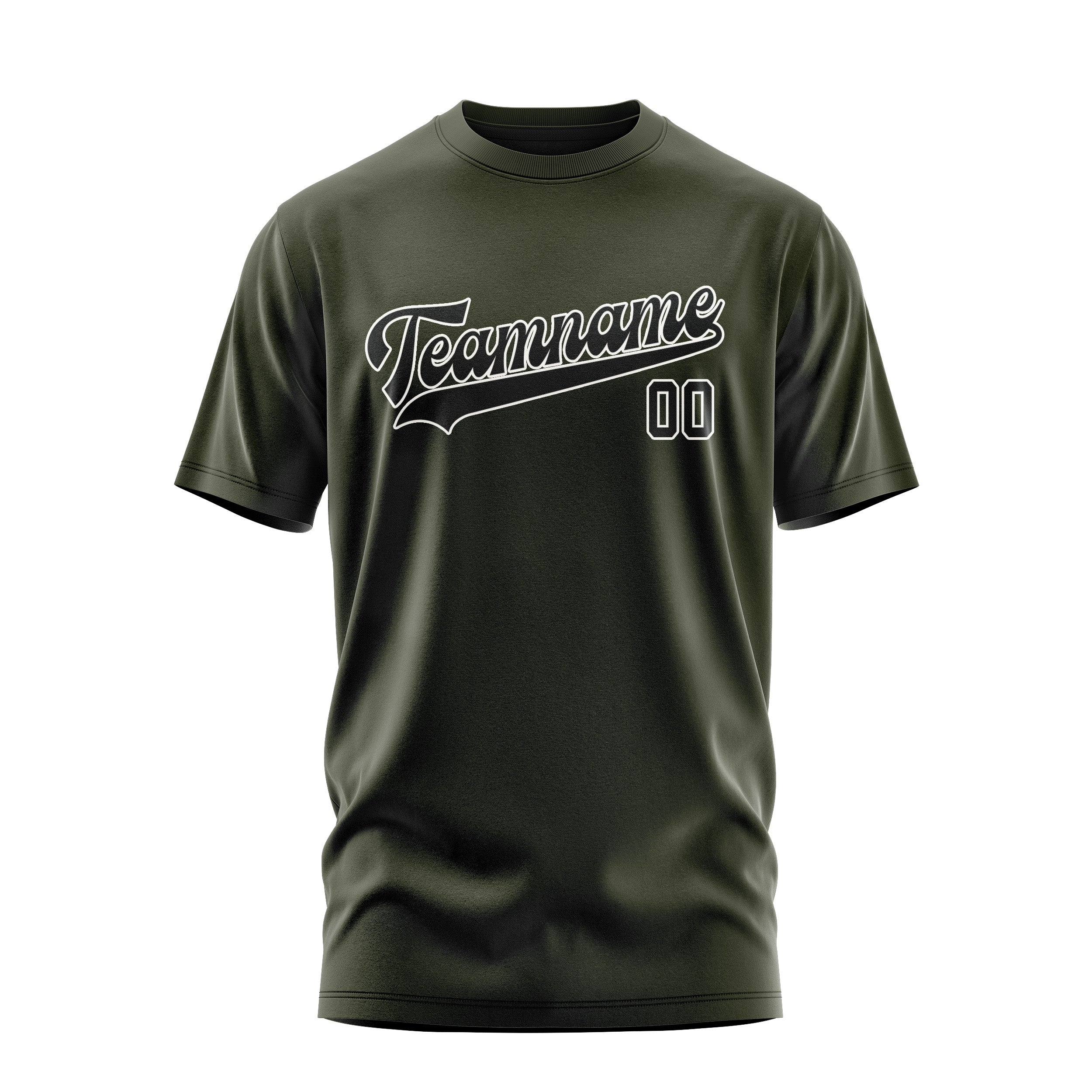 Maßgeschneidertes Dunkles Oliv Schwarz T-Shirt
