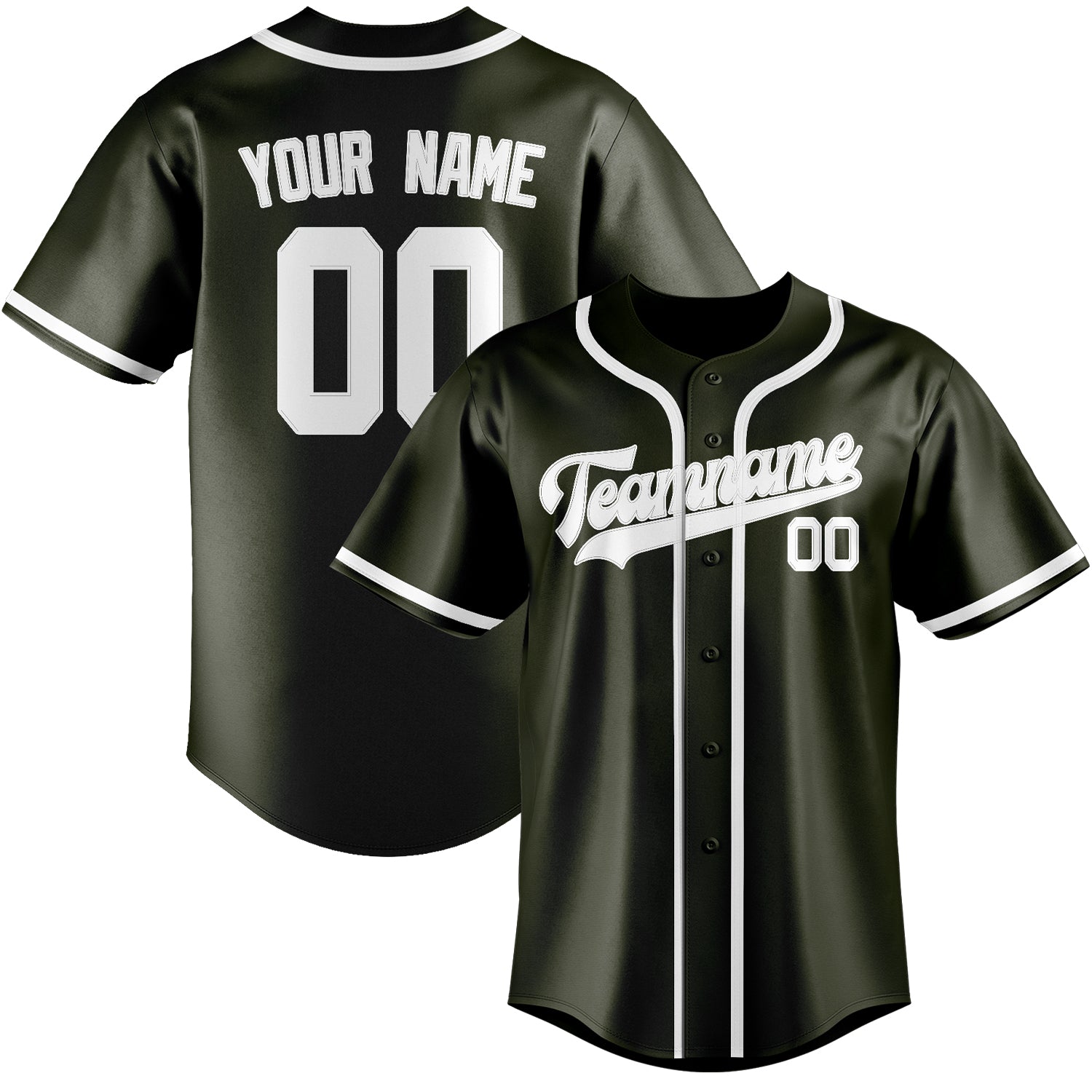 Benutzerdefiniertes Professionelles Dunkles Oliv Weiß Baseballtrikot