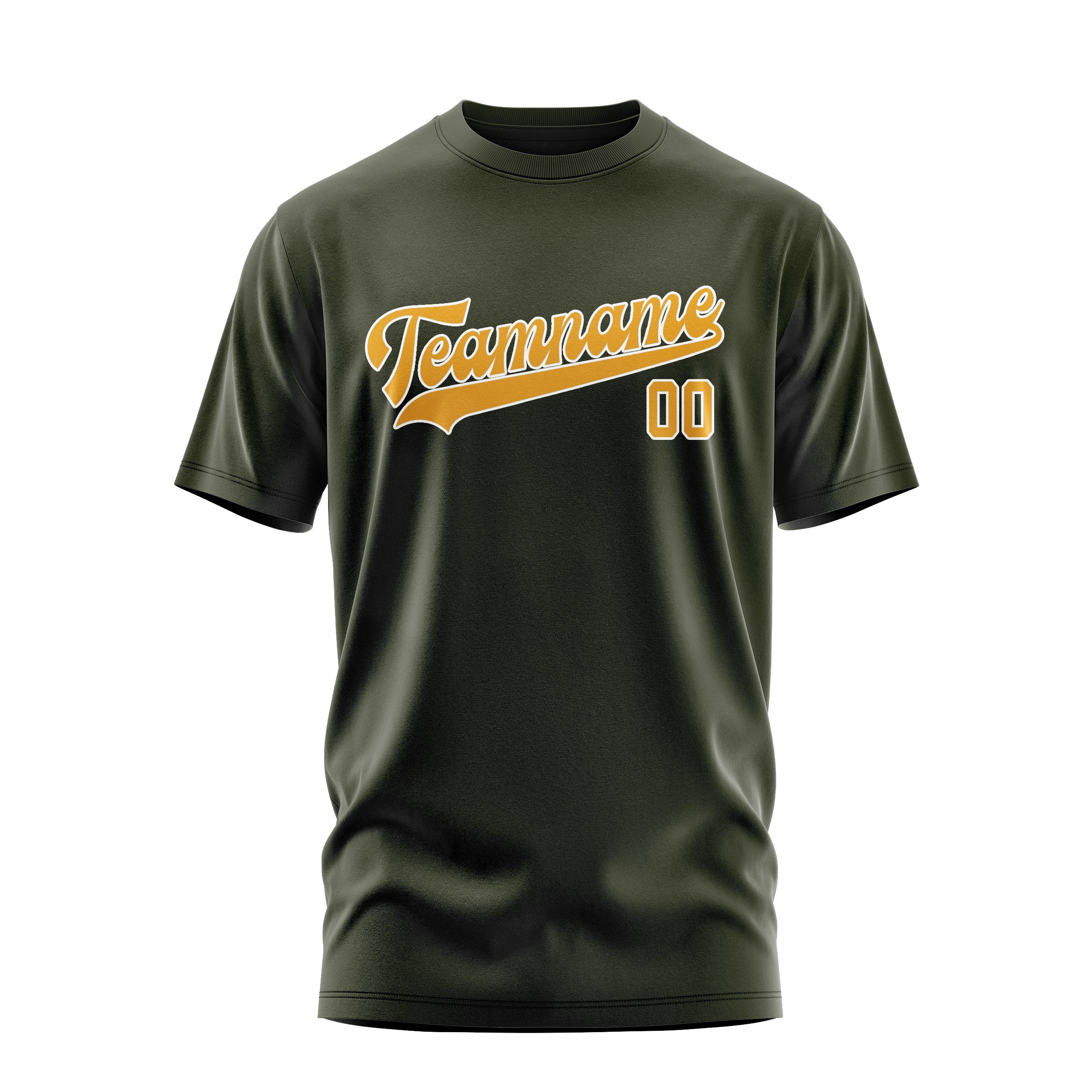 Maßgeschneidertes Dunkles Oliv Gelb T-Shirt