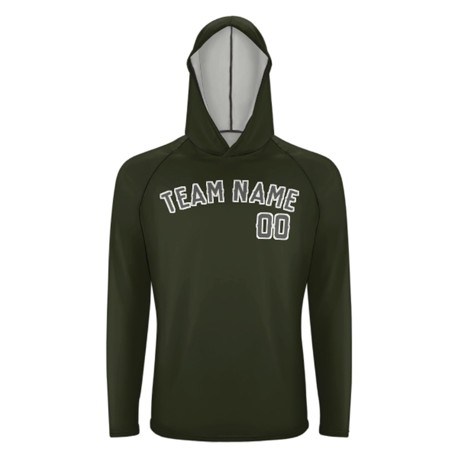 Maßgeschneidertes Dunkles Oliv Dunkelgrau UV-Hoodie