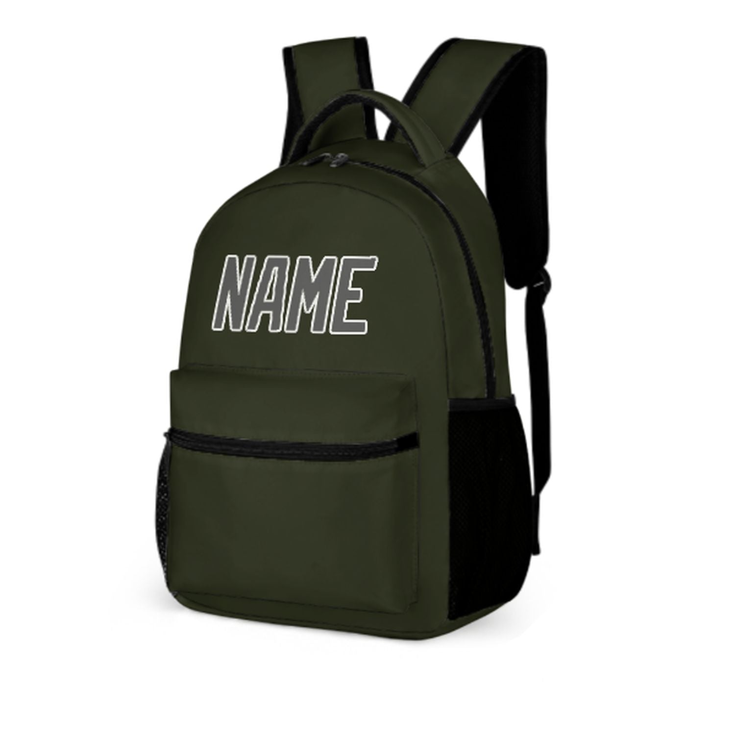 Zaino per bambini personalizzato color oliva scuro grigio scuro