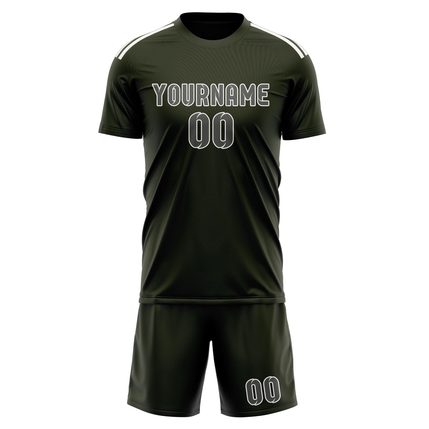 Maßgeschneidertes Professionelles Dunkles Oliv Dunkelgrau Fußballtrikot-Set