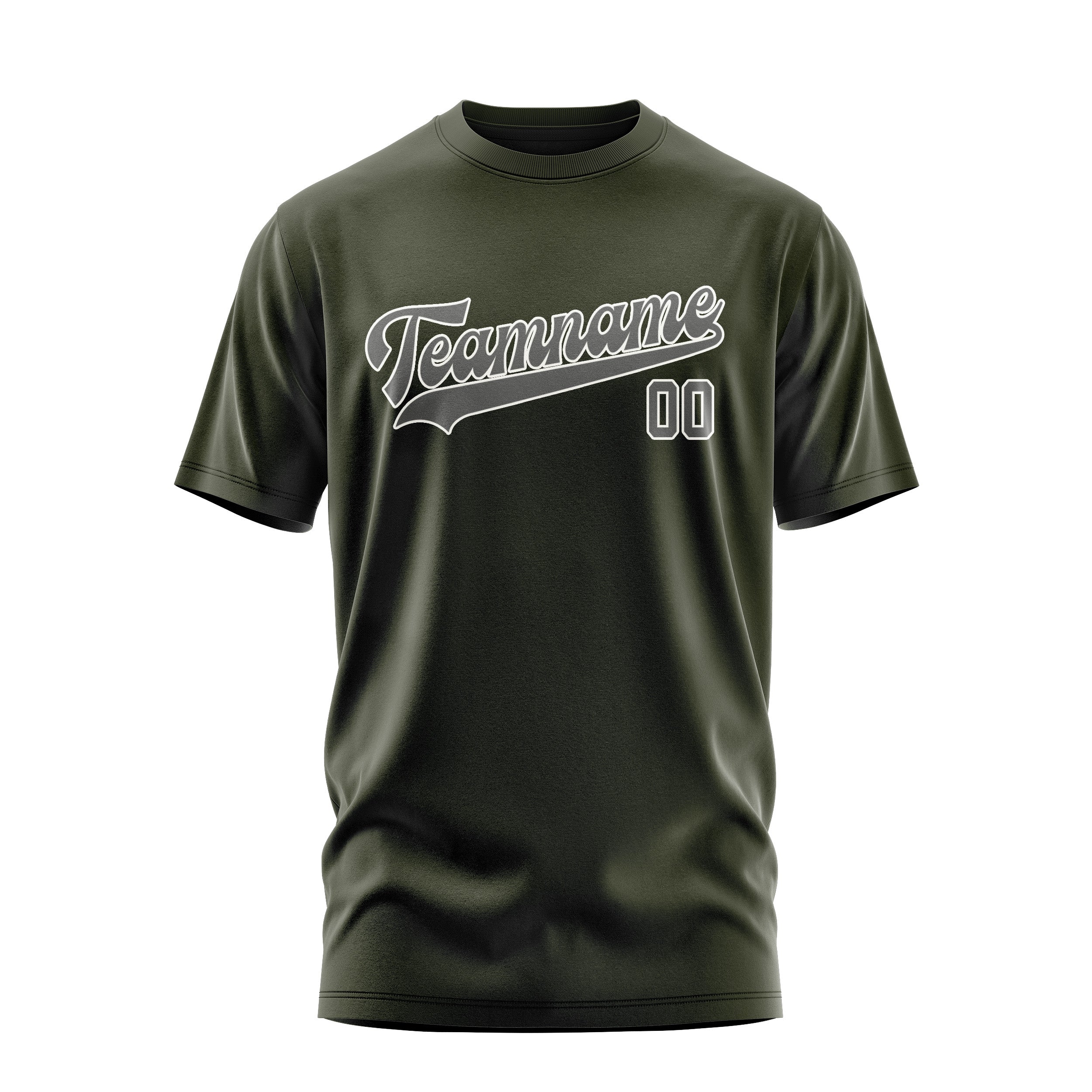 Maßgeschneidertes Dunkles Oliv Dunkelgrau T-Shirt