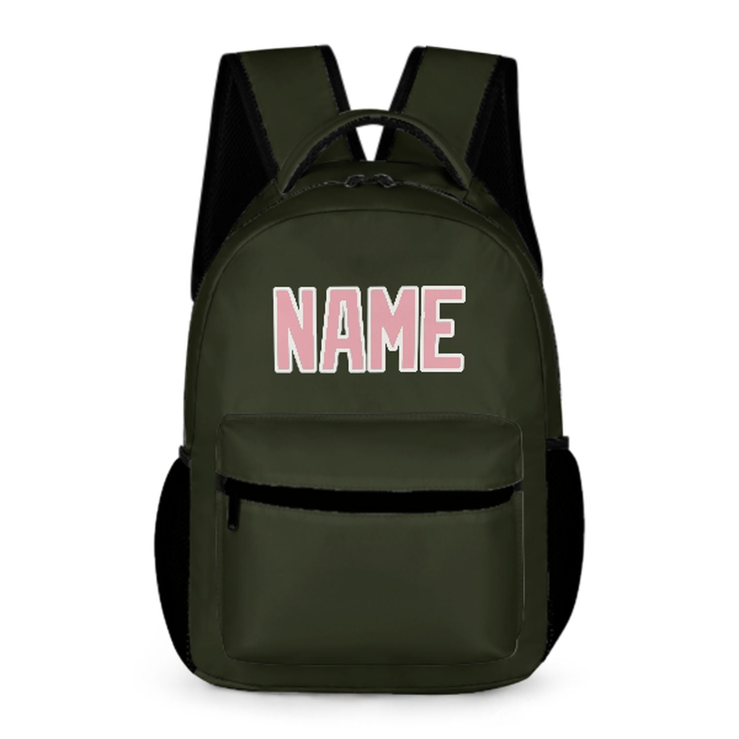 Zaino per bambini personalizzato color oliva scuro rosa