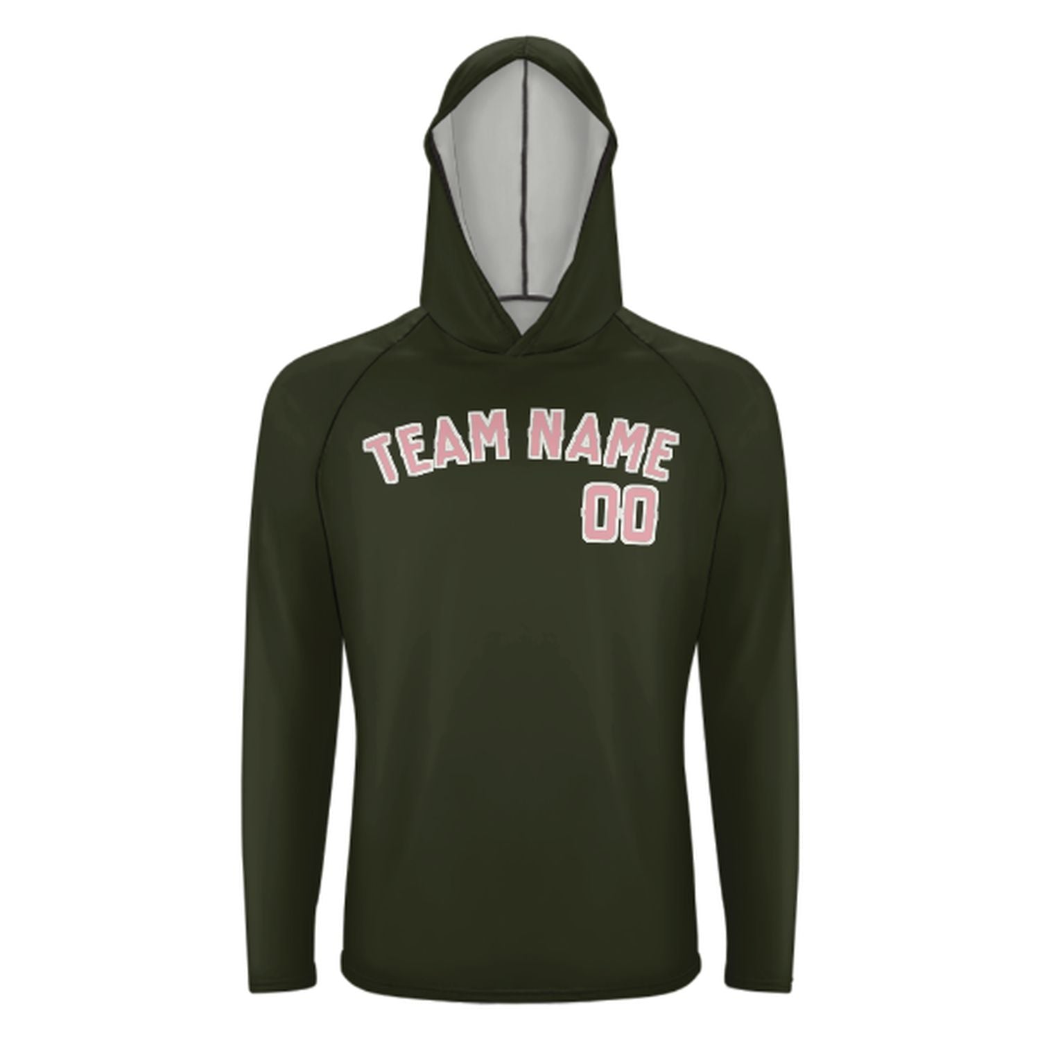 Maßgeschneidertes Dunkles Oliv Rosa UV-Hoodie