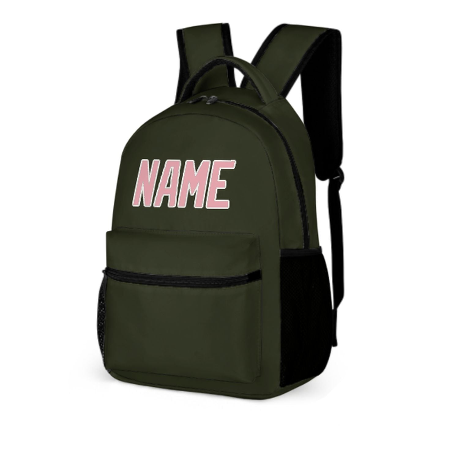 Zaino per bambini personalizzato color oliva scuro rosa
