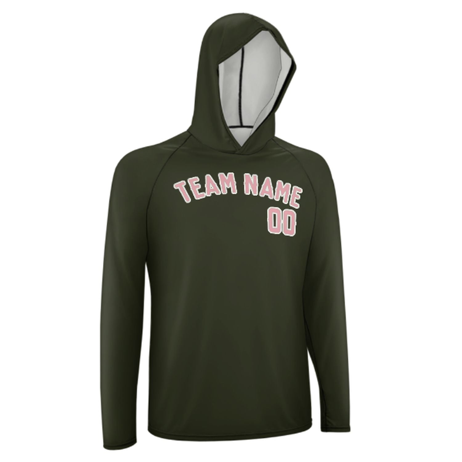 Maßgeschneidertes Dunkles Oliv Rosa UV-Hoodie