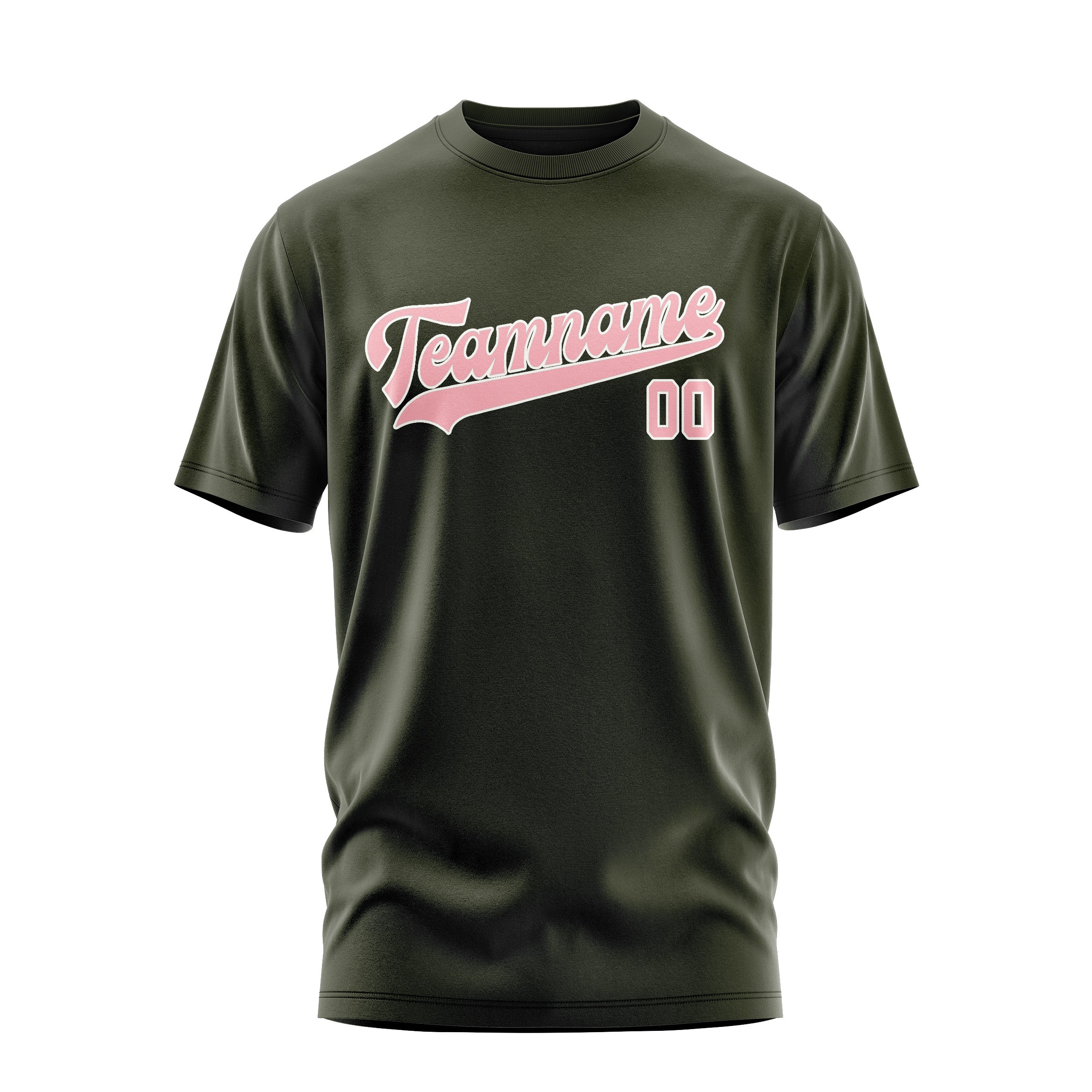Maßgeschneidertes Dunkles Oliv Rosa T-Shirt