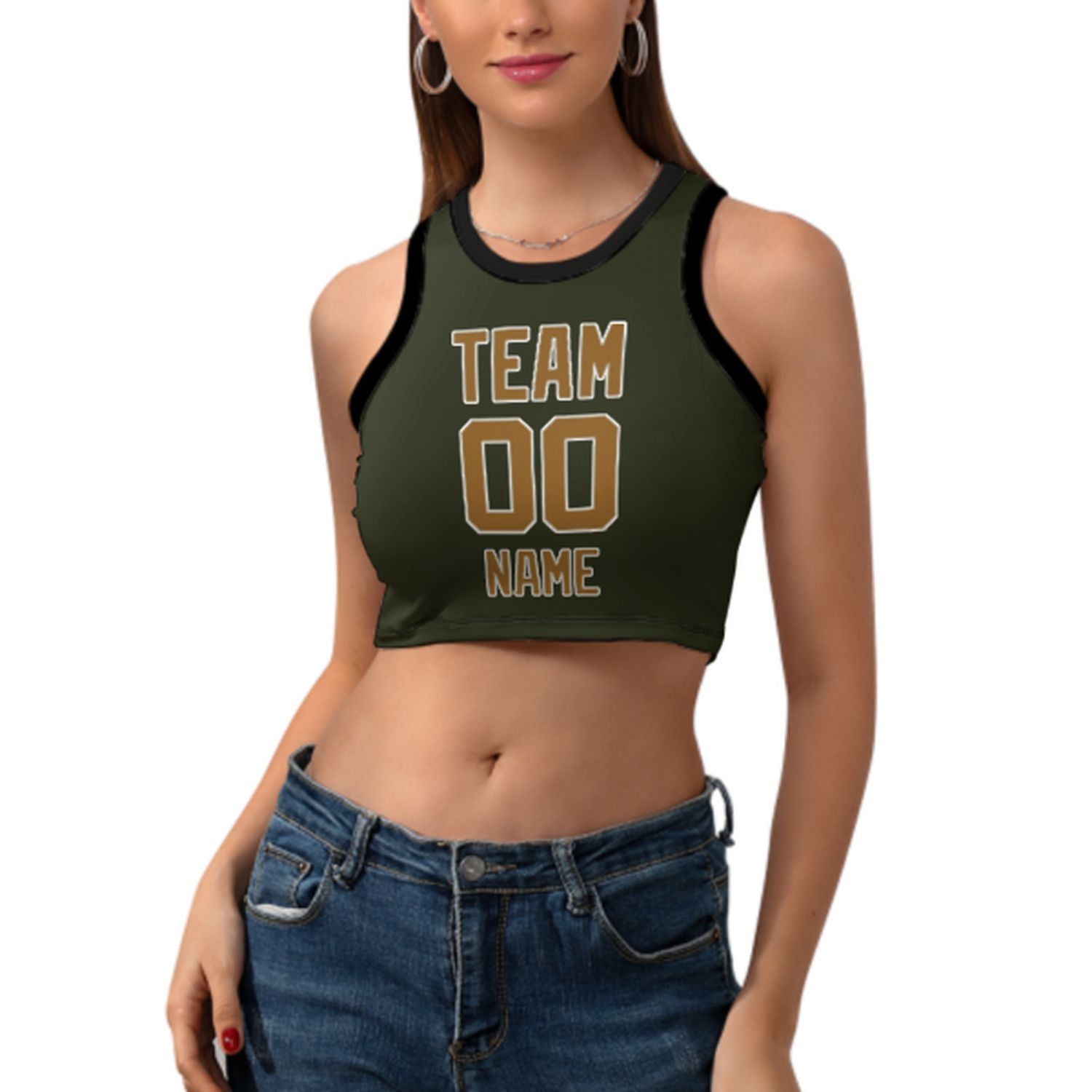 Räätälöity -Tumma Olive Khaki Sleek Tank Top