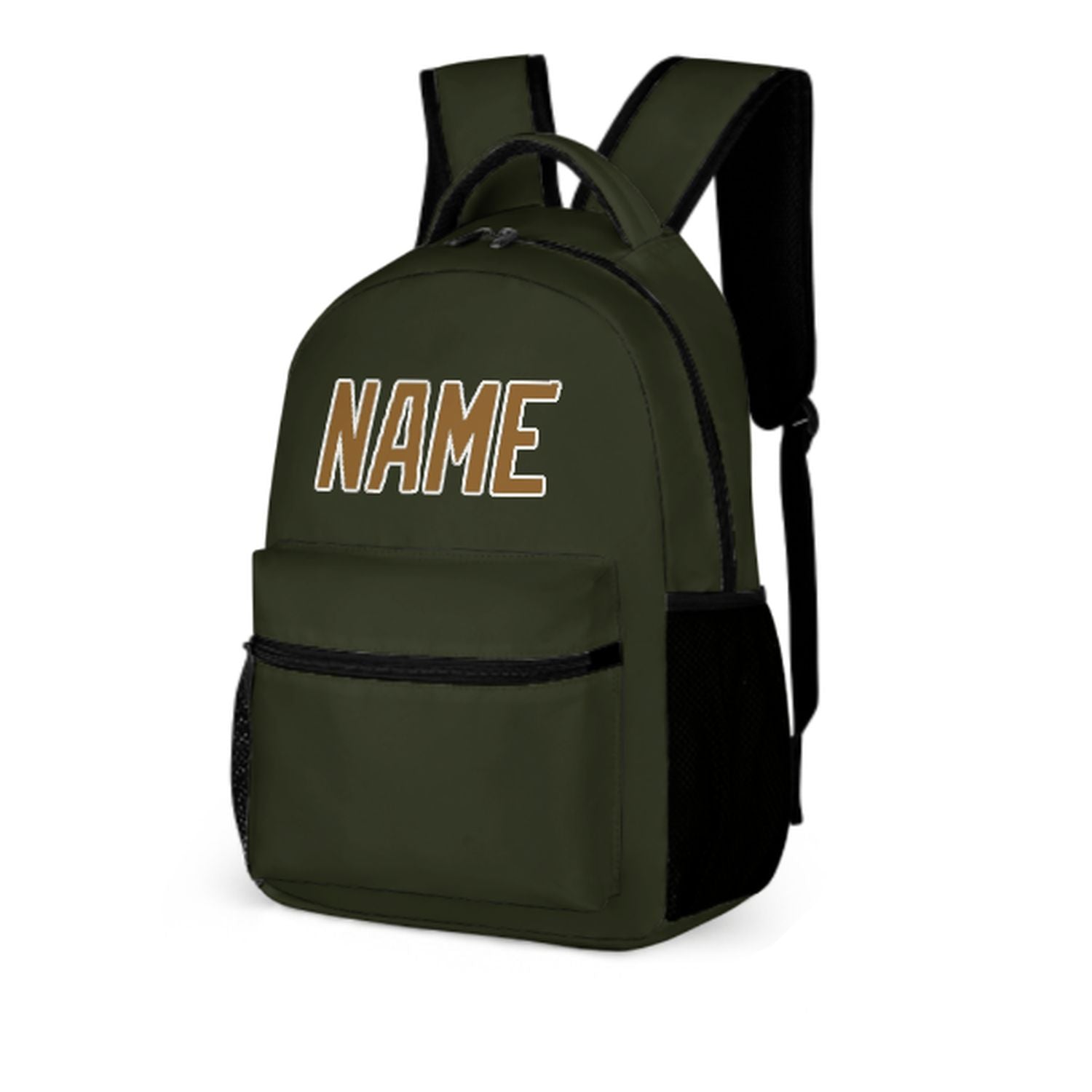 Zaino per bambini personalizzato color verde oliva scuro e cachi