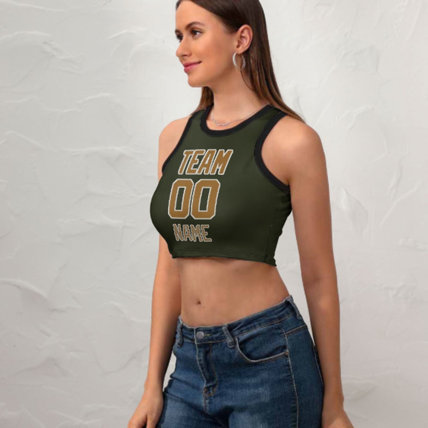 Räätälöity -Tumma Olive Khaki Sleek Tank Top