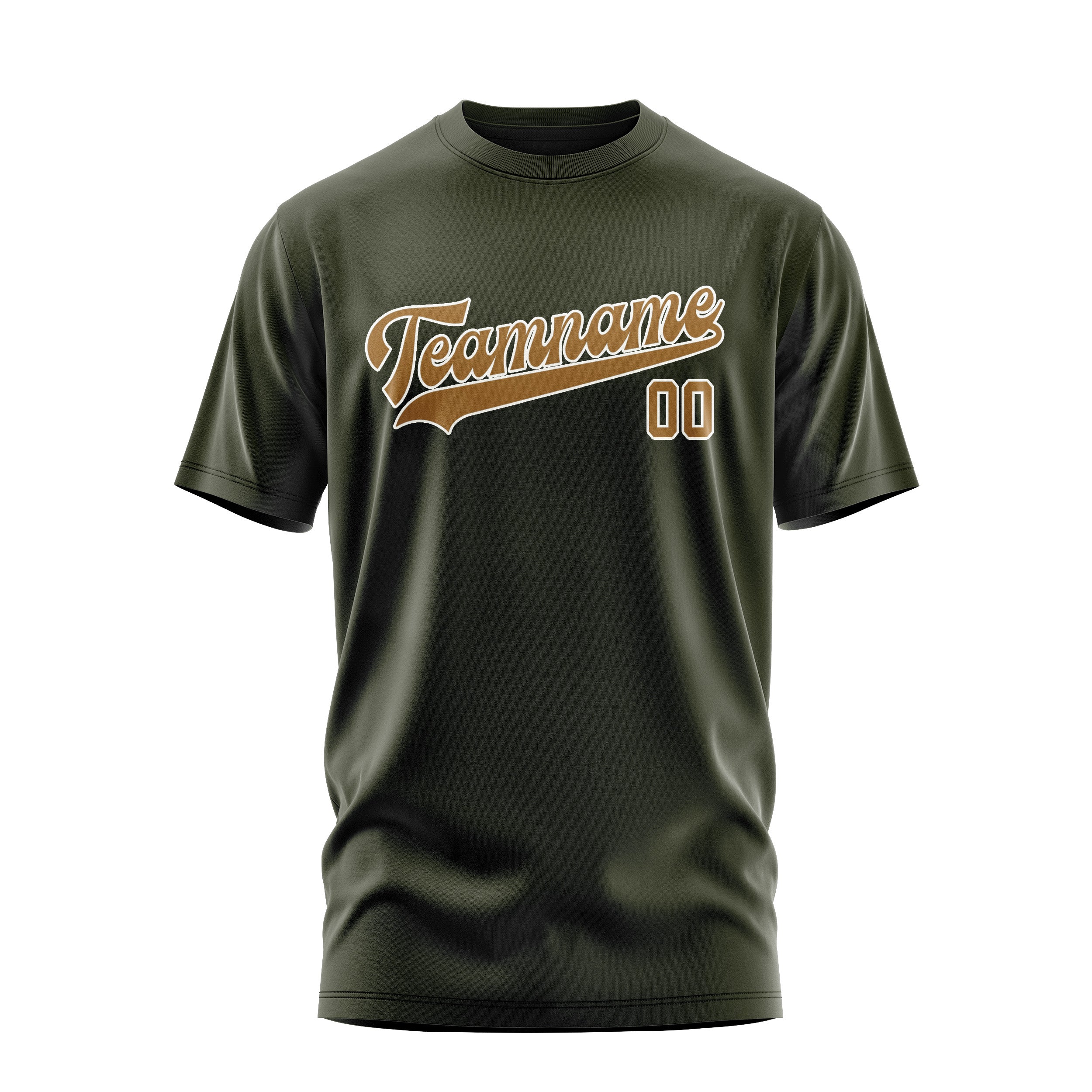 Maßgeschneidertes Dunkles Oliv Khaki T-Shirt