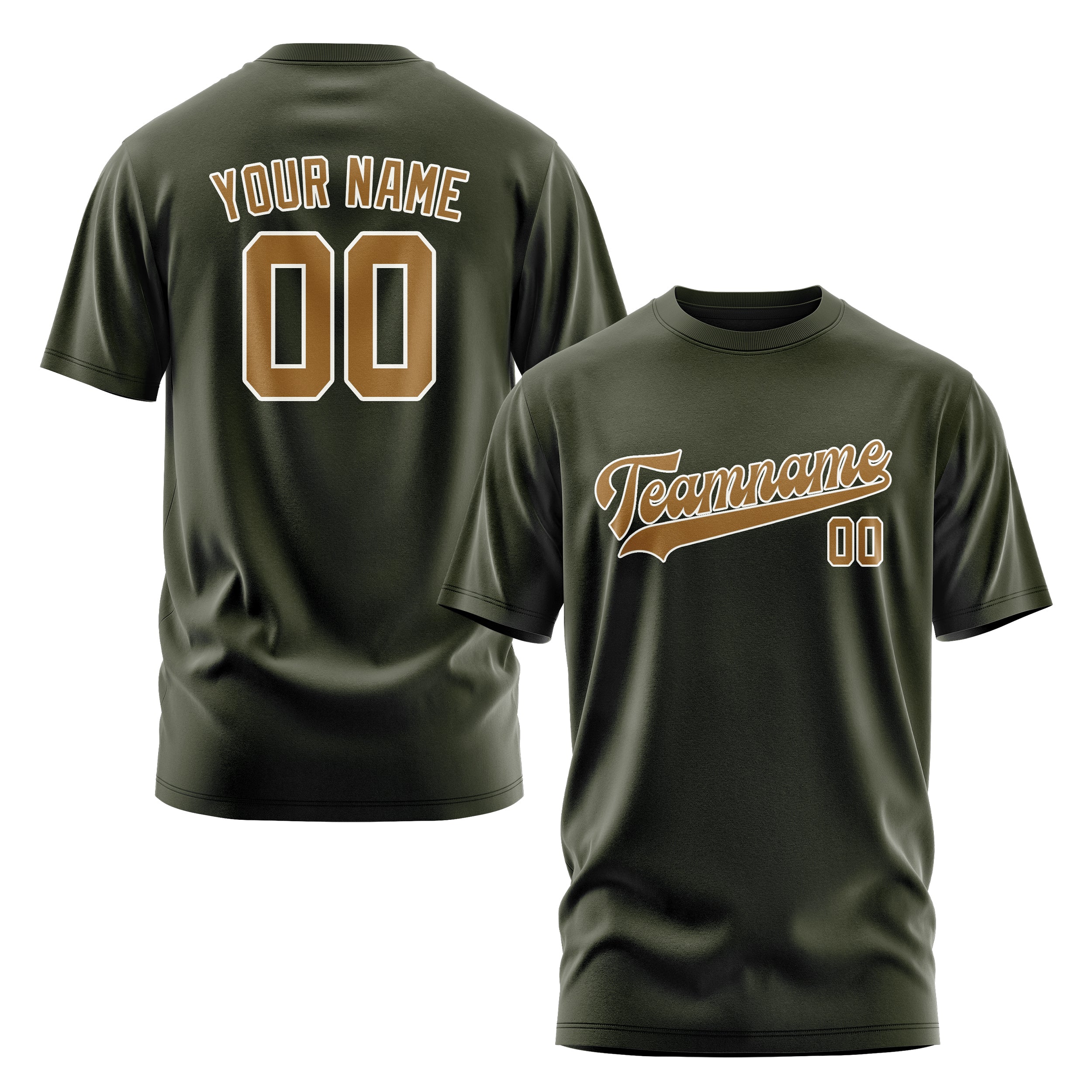 Maßgeschneidertes Dunkles Oliv Khaki T-Shirt