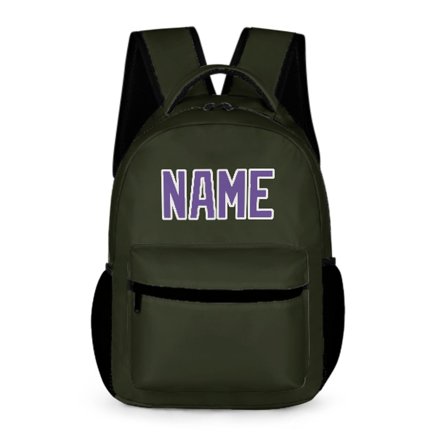 Zaino per bambini personalizzato color oliva scuro e lavanda