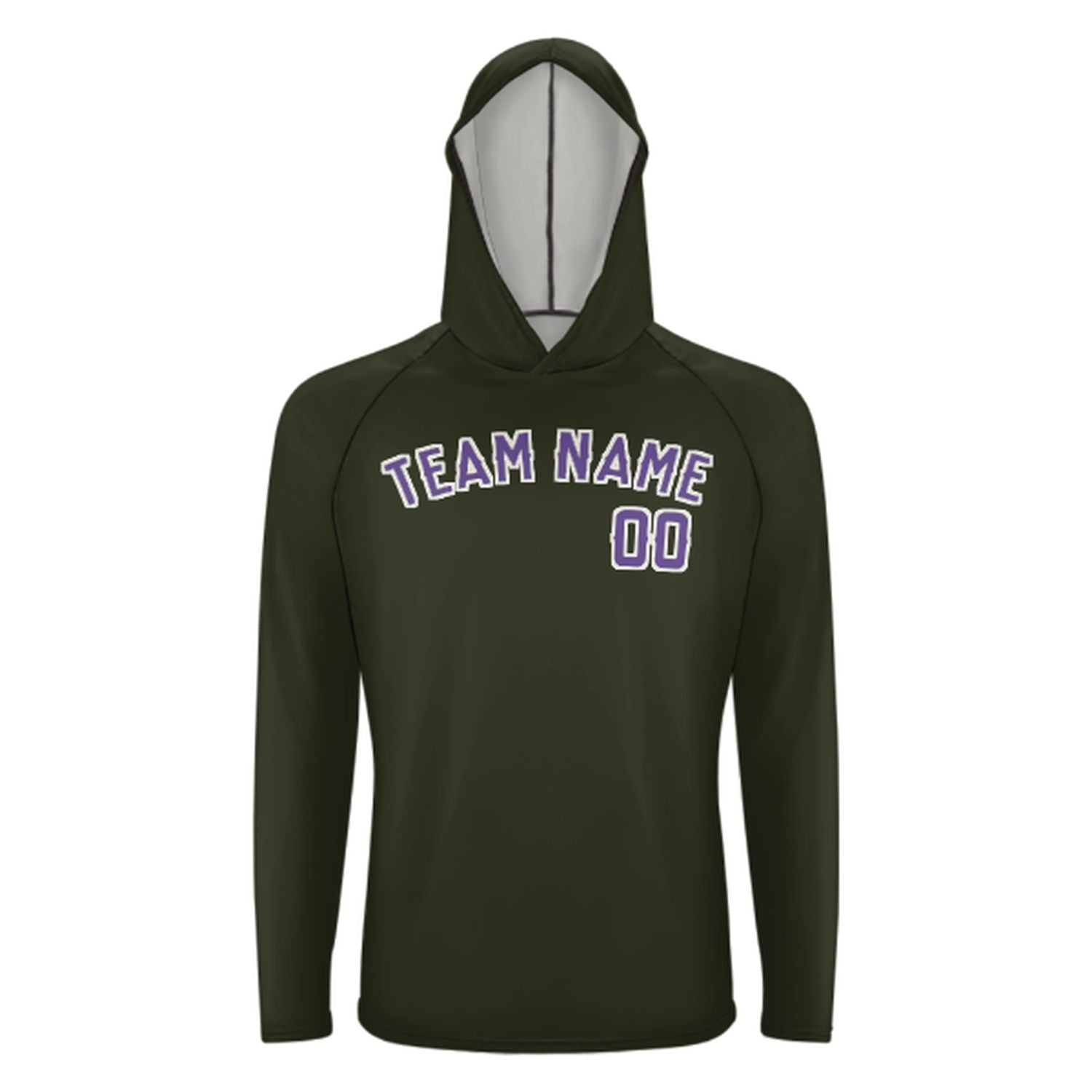 Maßgeschneidertes Dunkles Oliv Lavendel UV-Hoodie