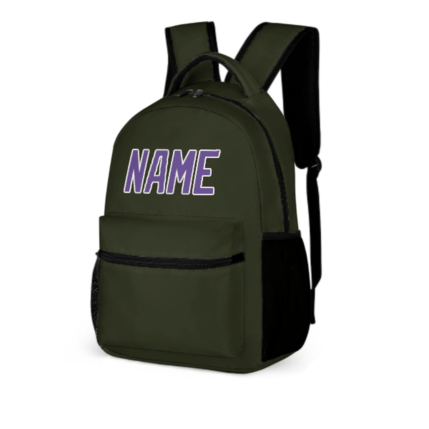 Zaino per bambini personalizzato color oliva scuro e lavanda