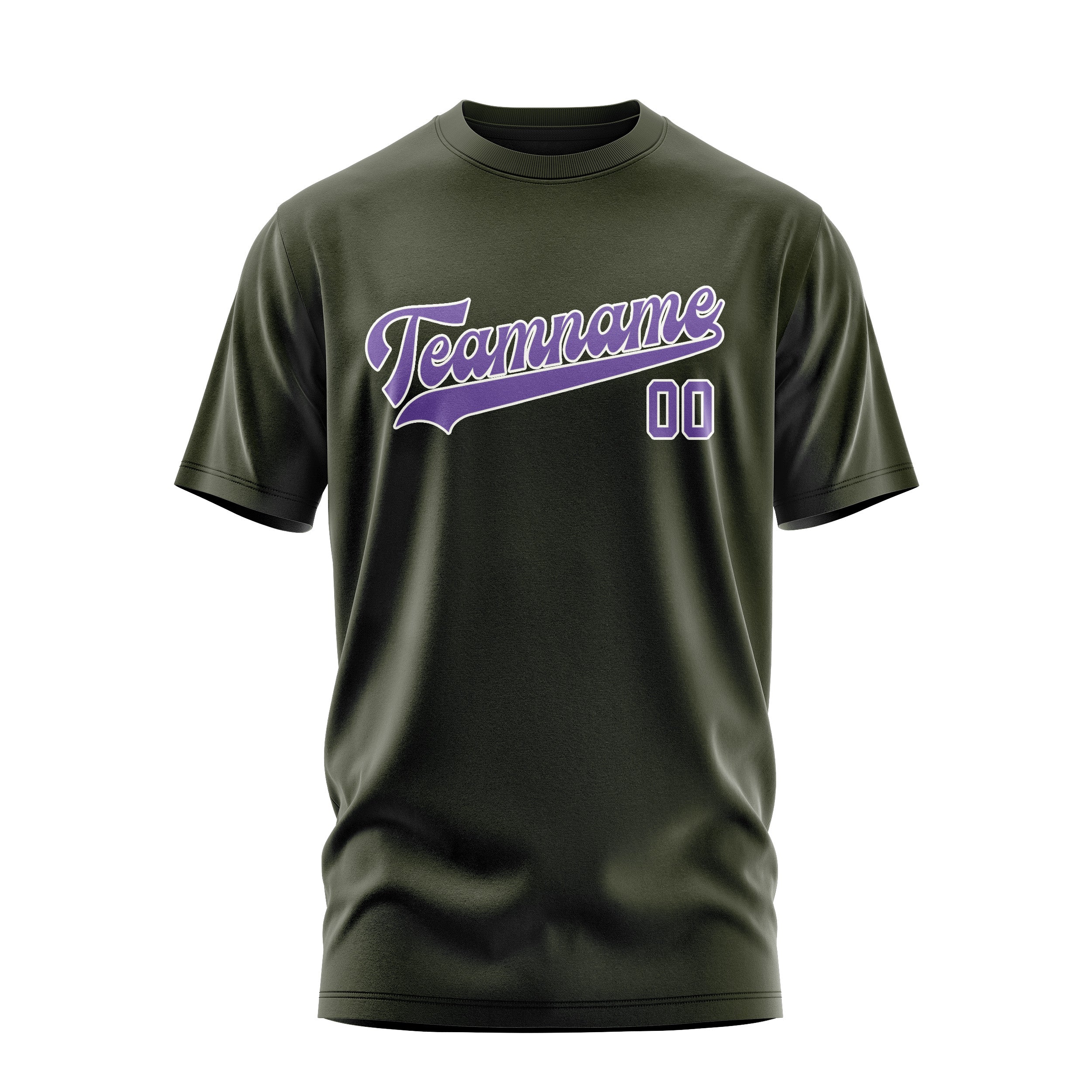 Maßgeschneidertes Dunkles Oliv Lavendel T-Shirt
