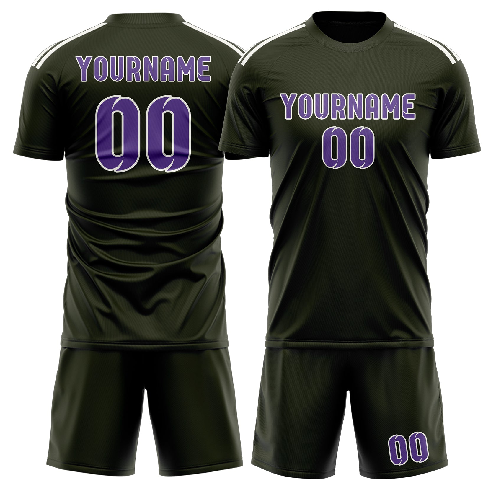 Maßgeschneidertes Professionelles Dunkles Oliv Lavendel Fußballtrikot-Set