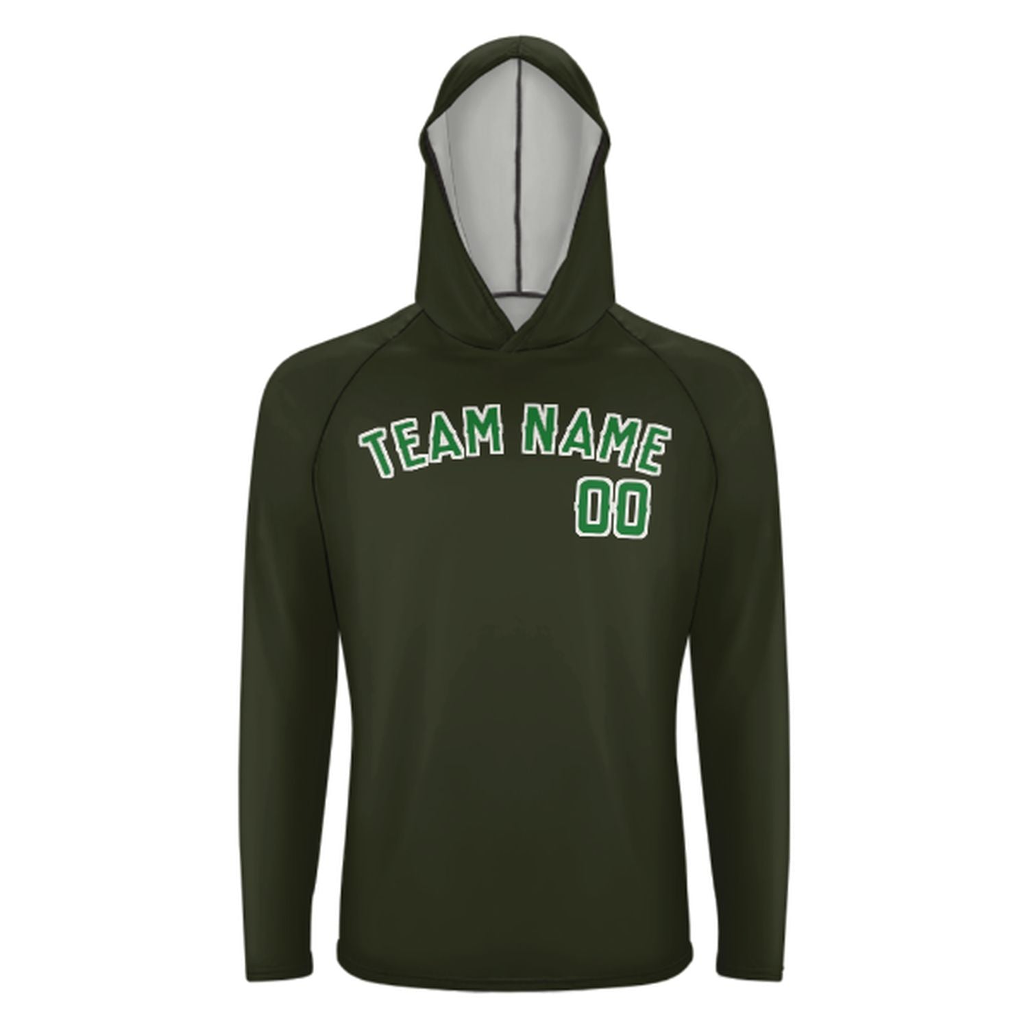 Maßgeschneidertes Dunkles Oliv Smaragdgrün UV-Hoodie