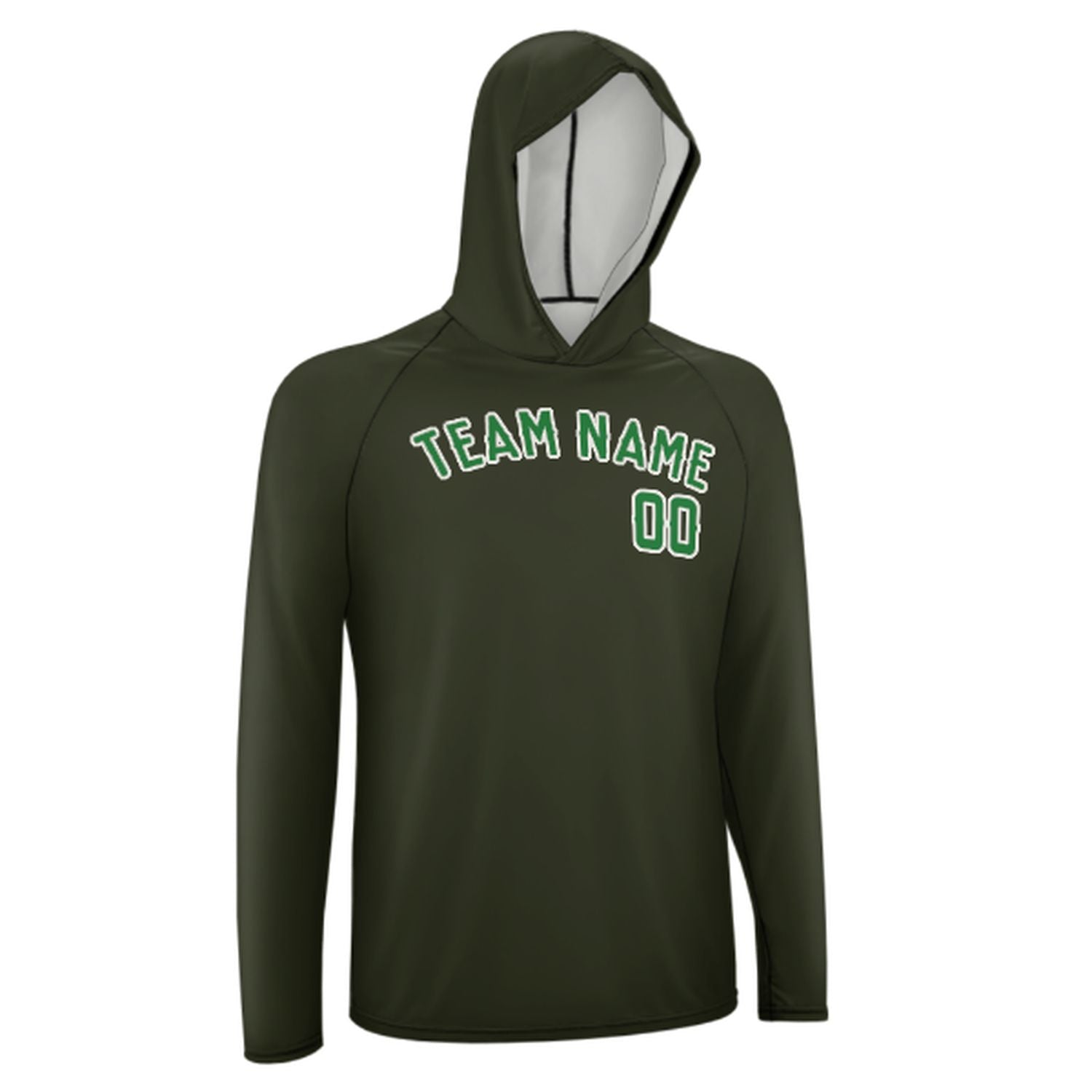 Maßgeschneidertes Dunkles Oliv Smaragdgrün UV-Hoodie