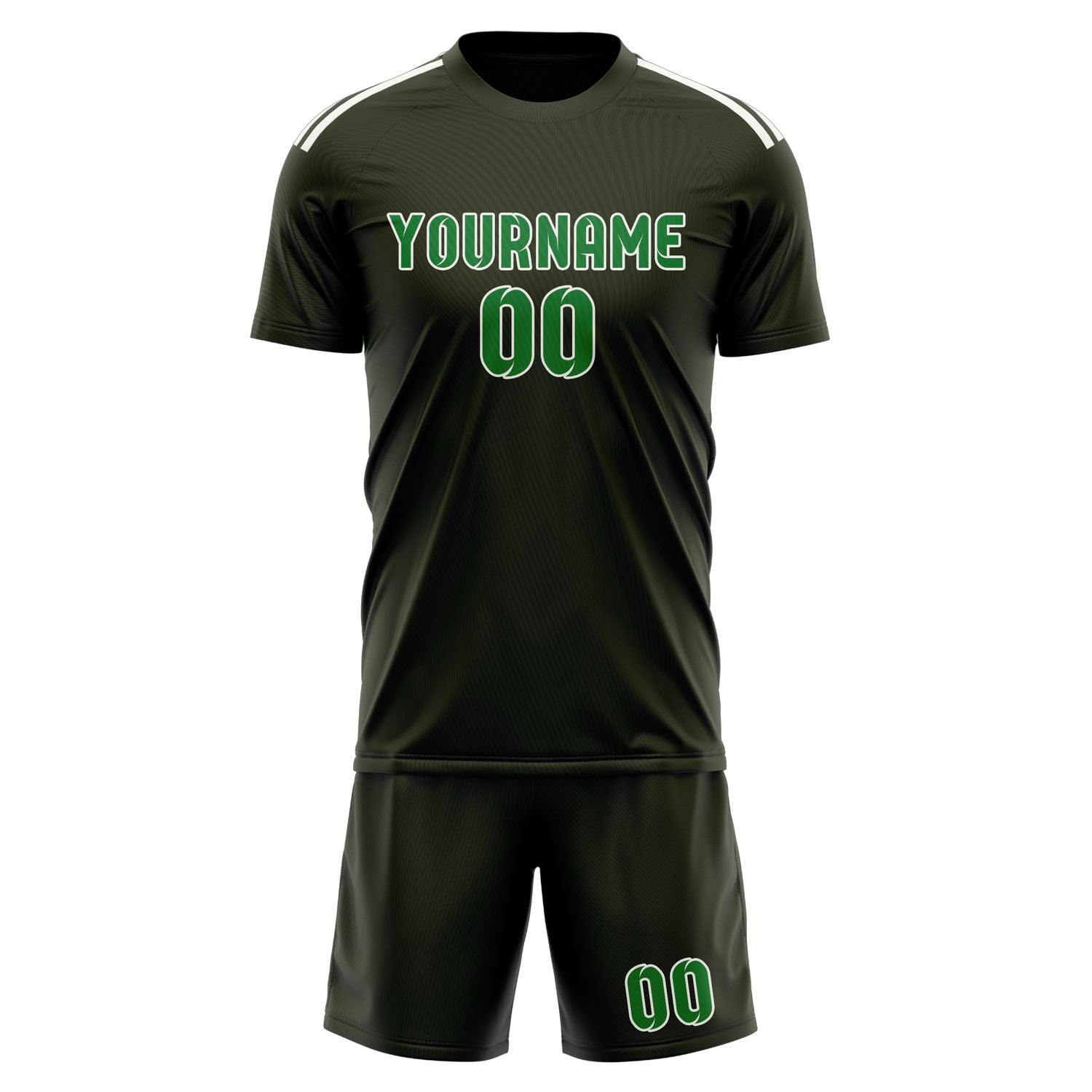 Maßgeschneidertes Professionelles Dunkles Oliv Smaragdgrün Fußballtrikot-Set