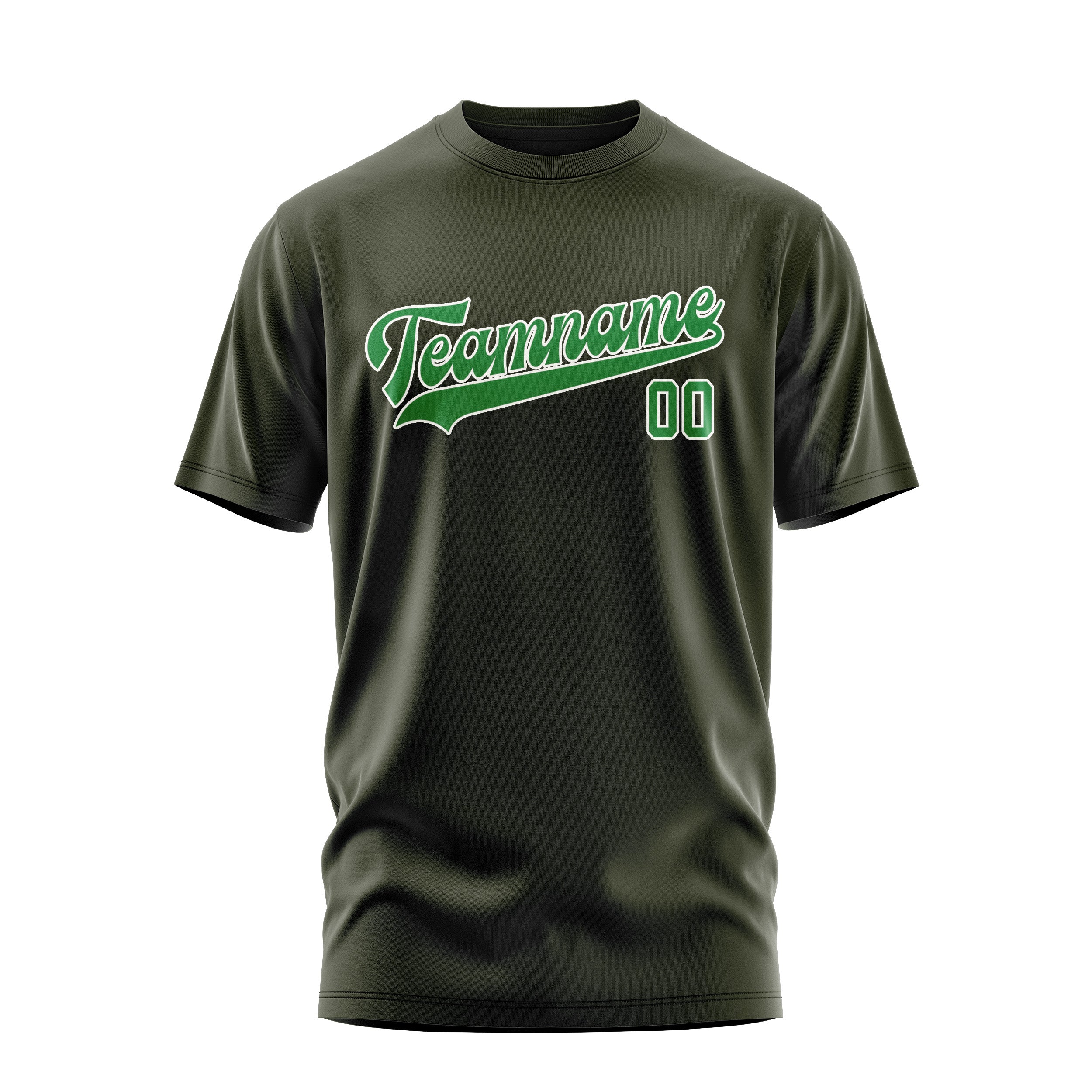Maßgeschneidertes Dunkles Oliv Smaragdgrün T-Shirt