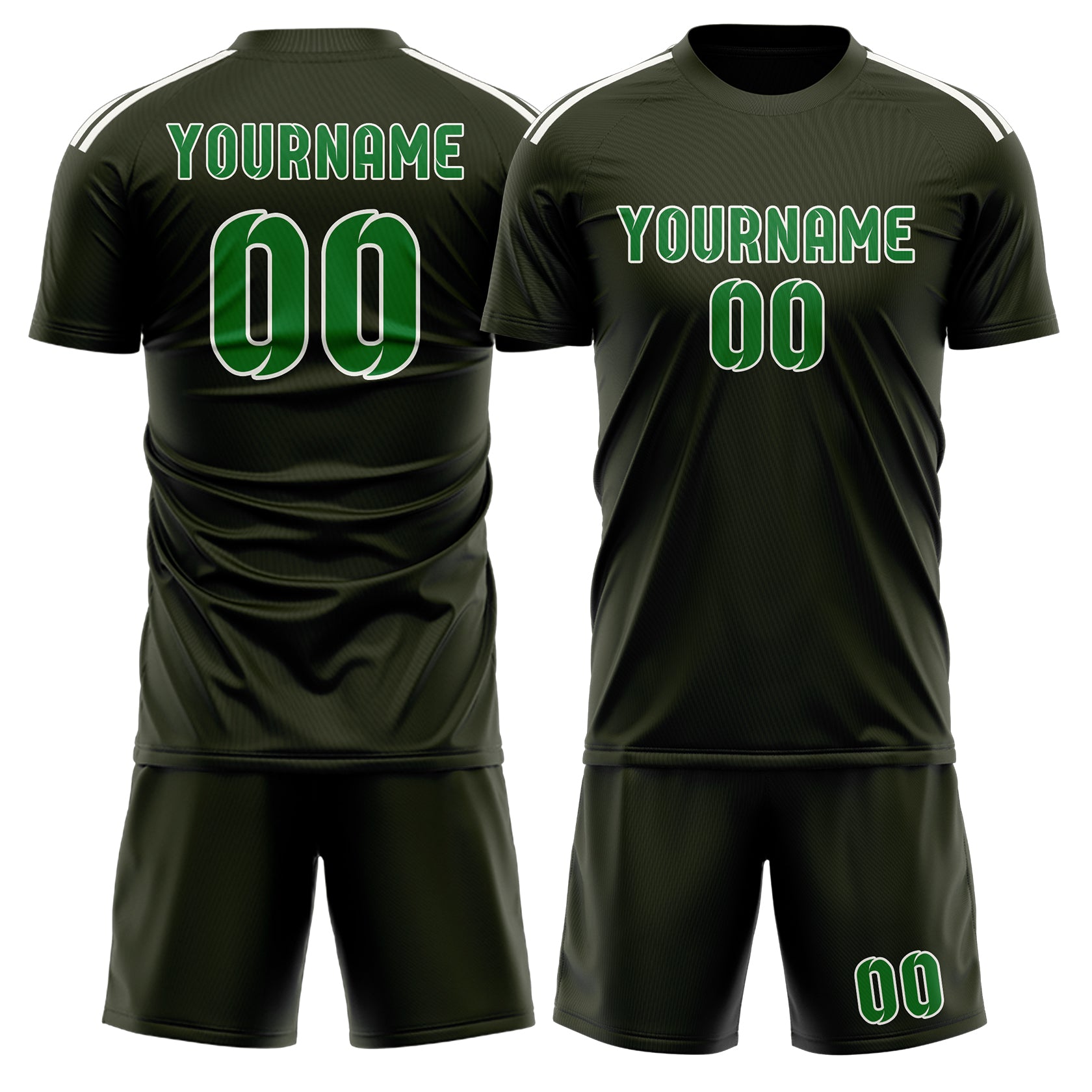Maßgeschneidertes Professionelles Dunkles Oliv Smaragdgrün Fußballtrikot-Set