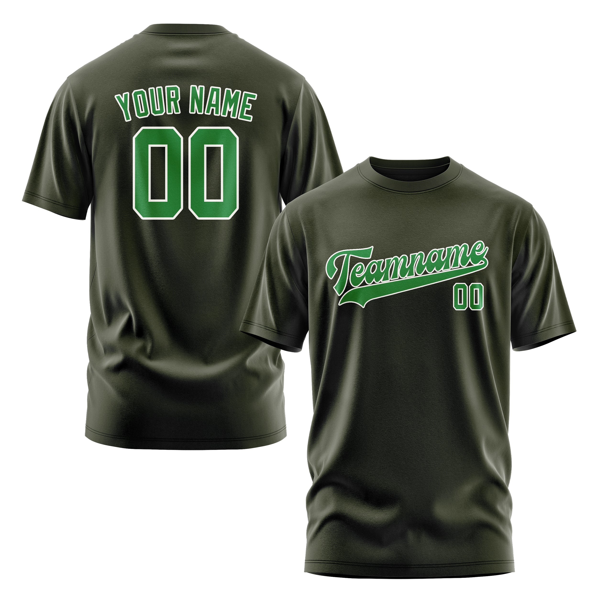 Maßgeschneidertes Dunkles Oliv Smaragdgrün T-Shirt