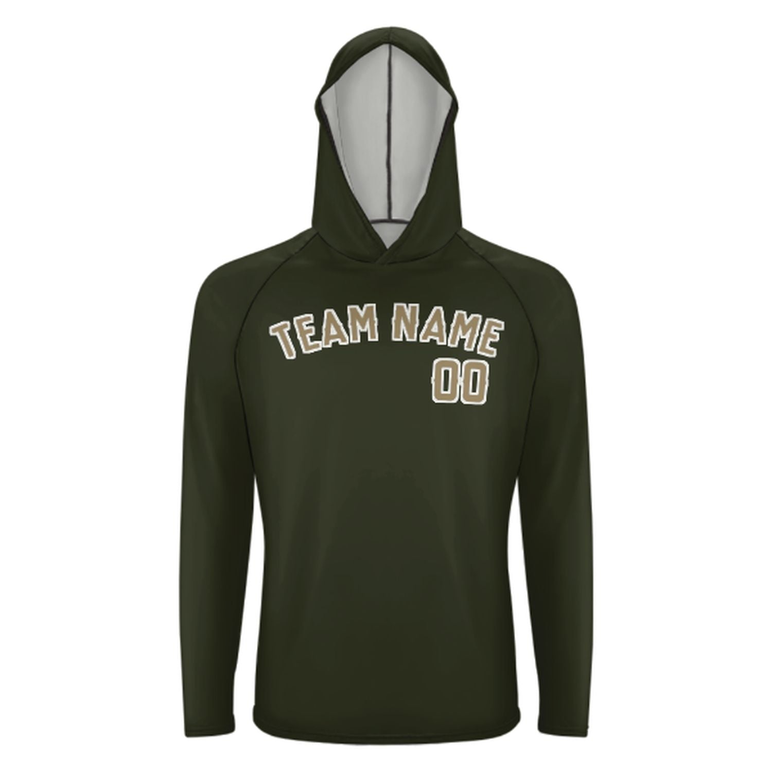 Maßgeschneidertes Dunkles Oliv Hellkhaki UV-Hoodie