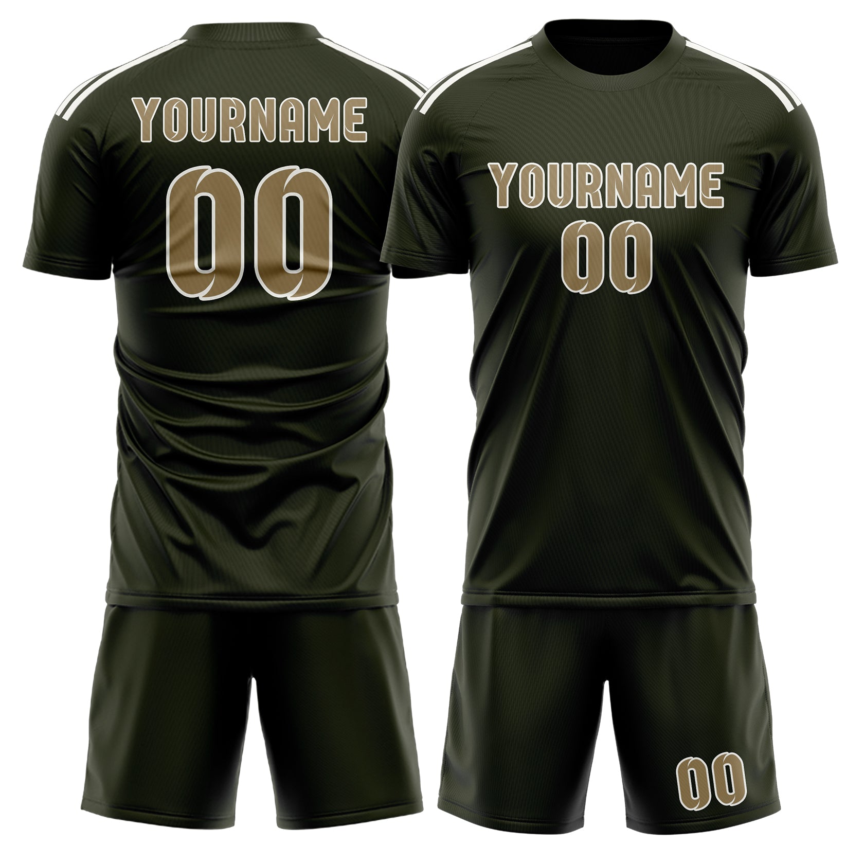 Maßgeschneidertes Professionelles Dunkles Oliv Hellkhaki Fußballtrikot-Set