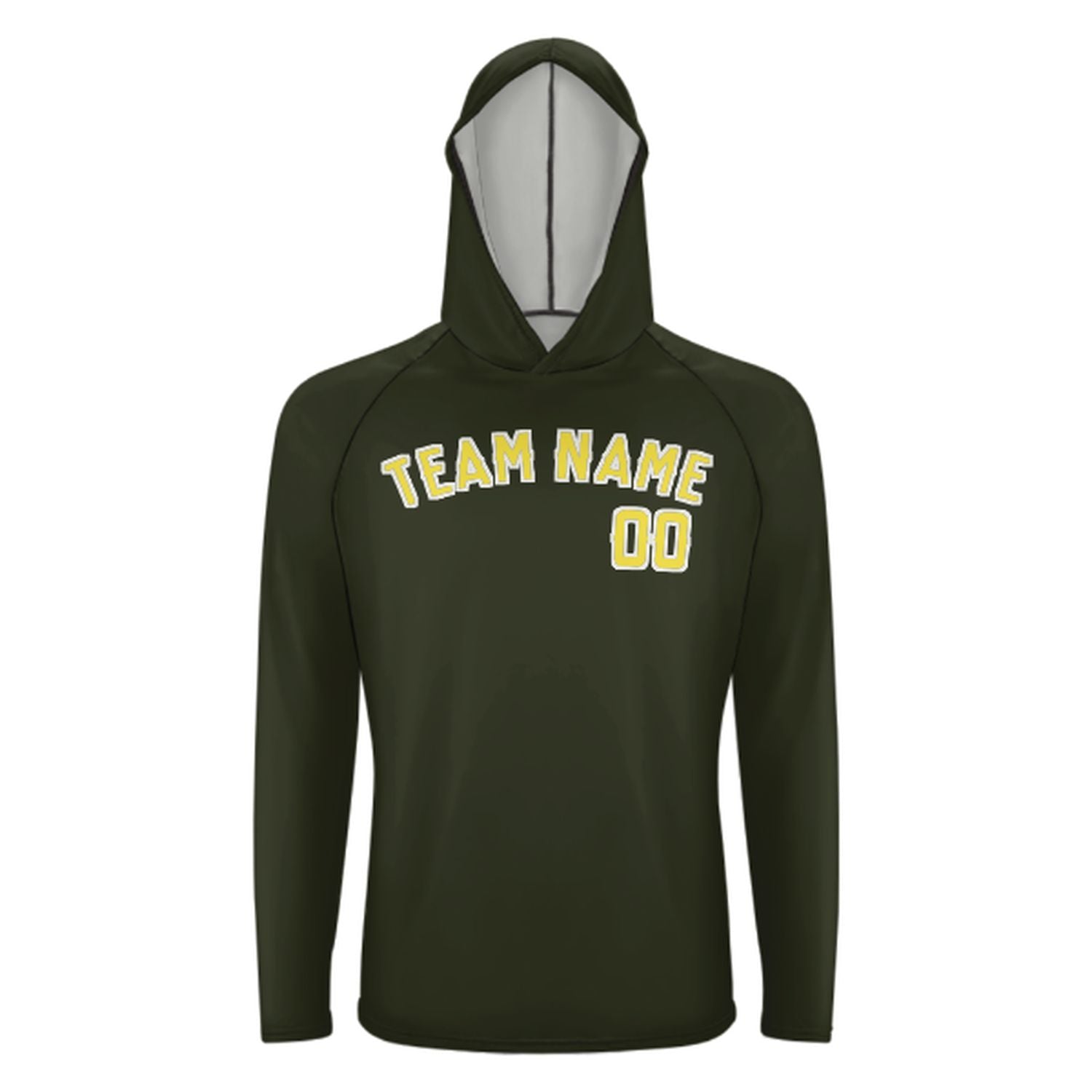 Maßgeschneidertes Dunkles Oliv Blassgelb UV-Hoodie
