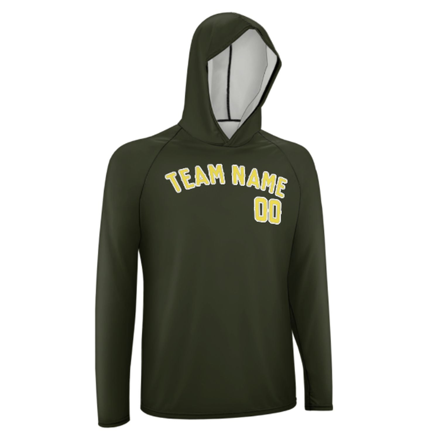 Maßgeschneidertes Dunkles Oliv Blassgelb UV-Hoodie