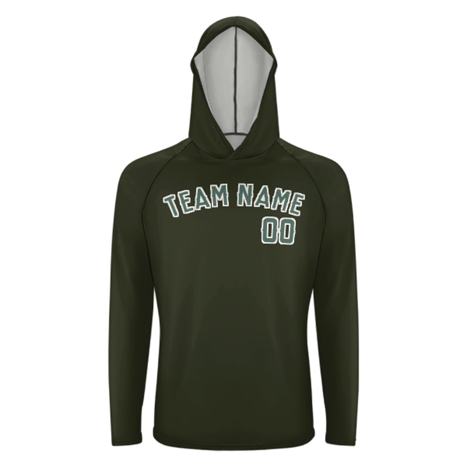 Maßgeschneidertes Dunkles Oliv Blaugrün UV-Hoodie
