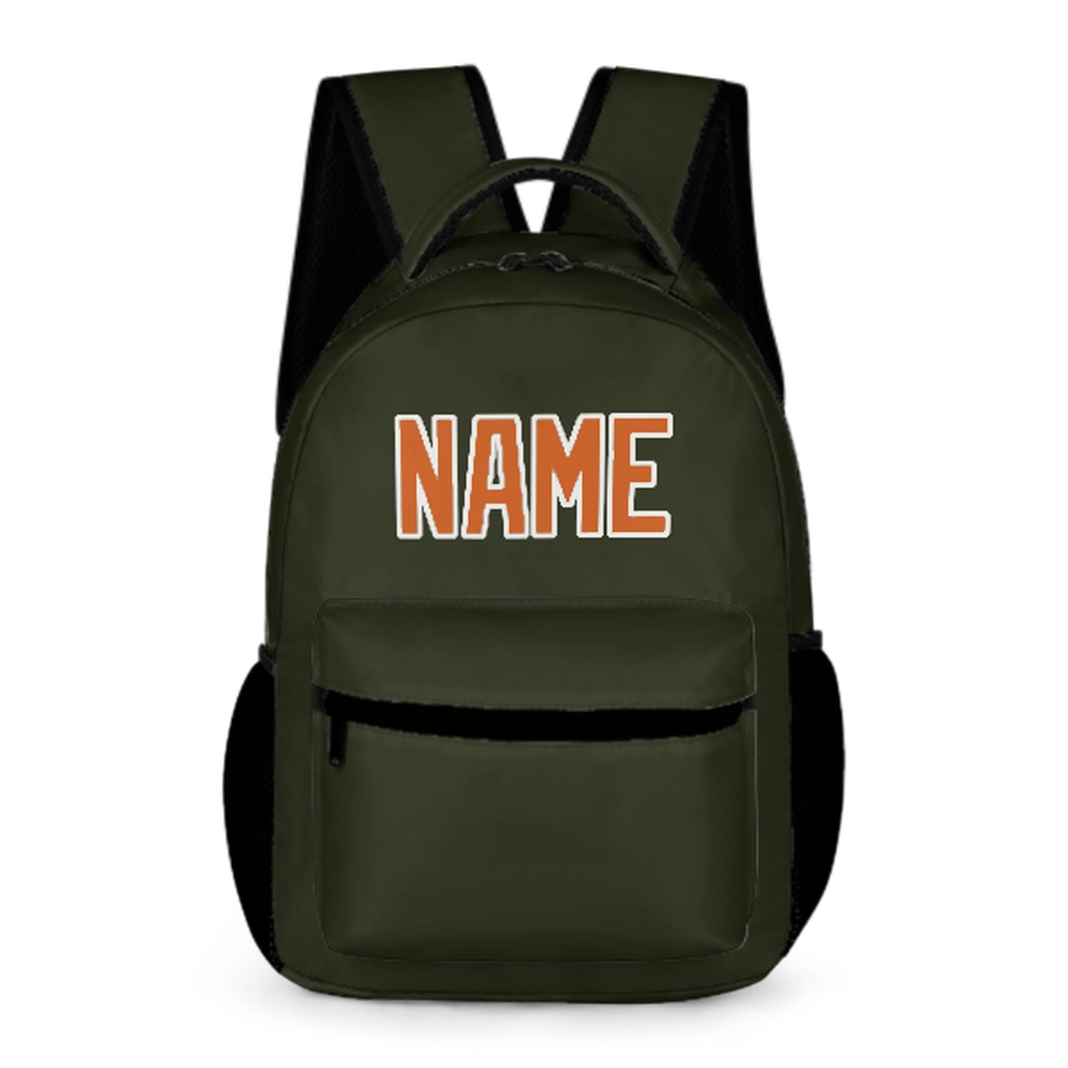 Zaino personalizzato per bambini color oliva scuro e arancione