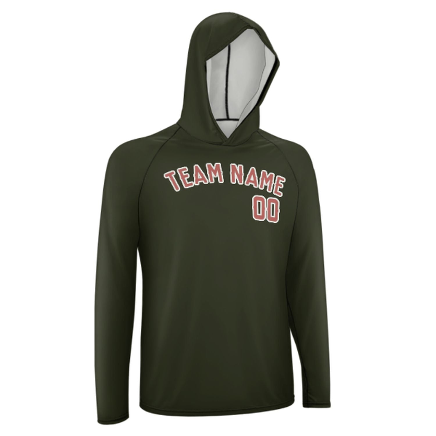 Maßgeschneidertes Dunkles Oliv Kupferrose UV-Hoodie