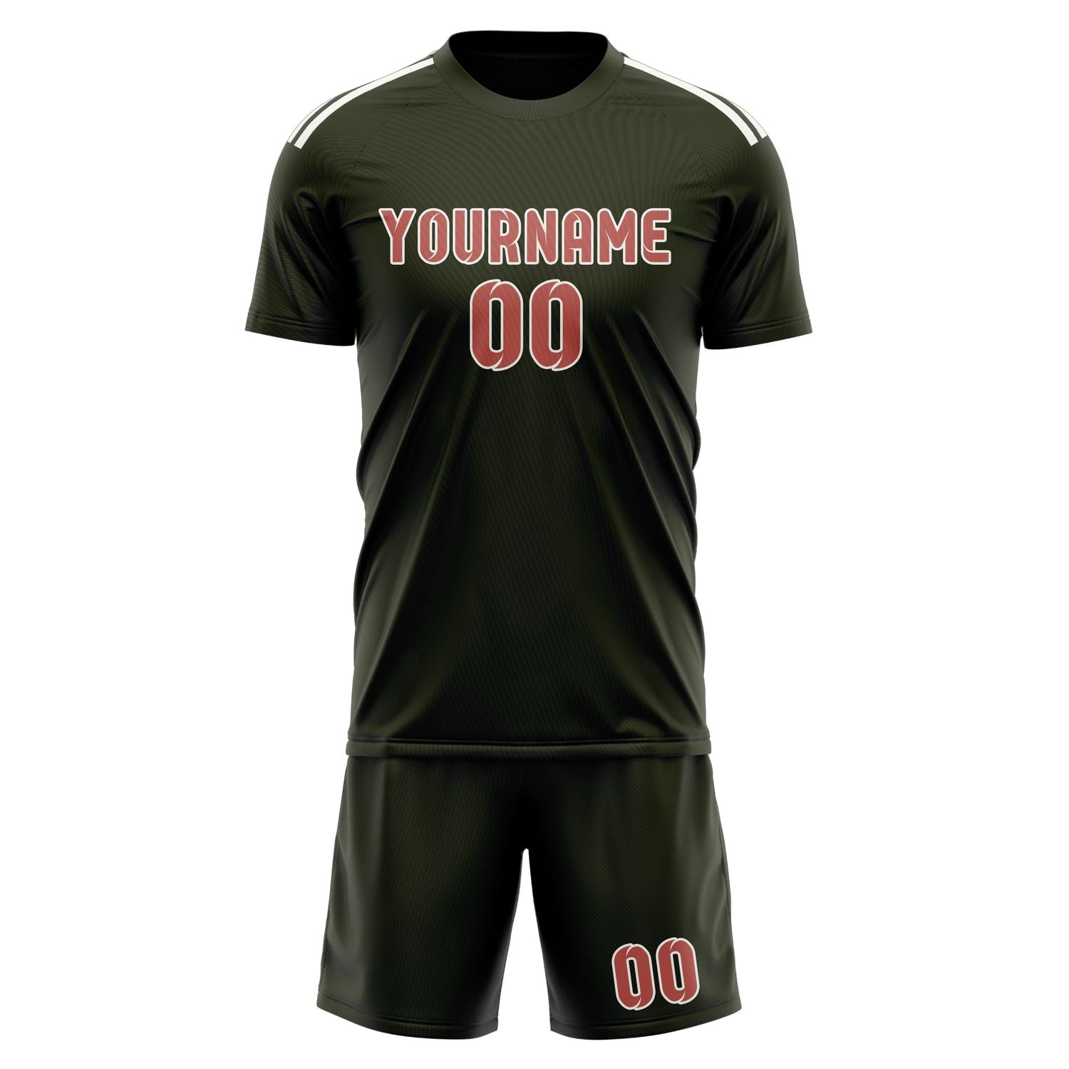 Maßgeschneidertes Professionelles Dunkles Oliv Kupferrose Fußballtrikot-Set