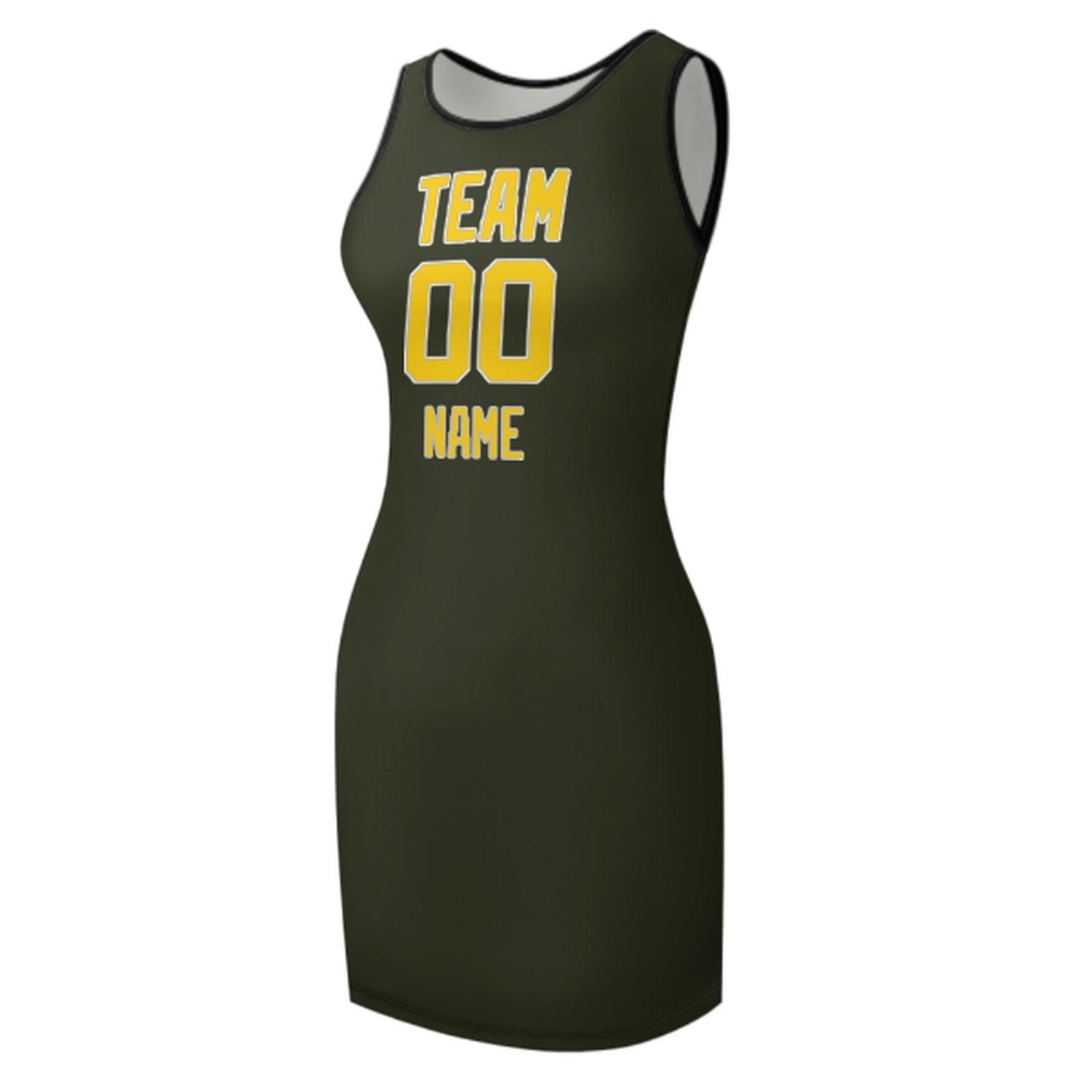 Maßgeschneidertes Dunkles Oliv Gold Ärmelloses Trägerkleid