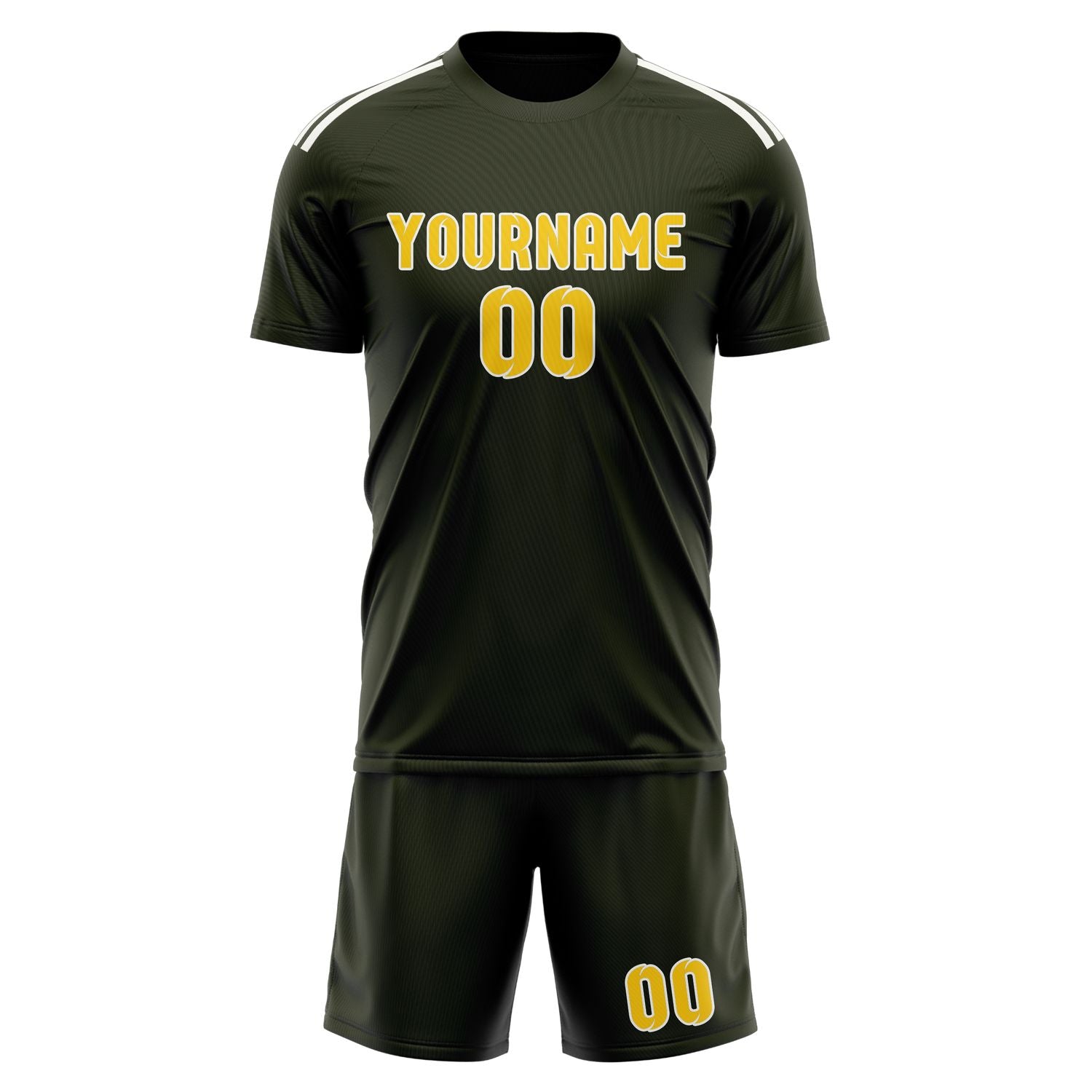Maßgeschneidertes Professionelles Dunkles Oliv Gold Fußballtrikot-Set