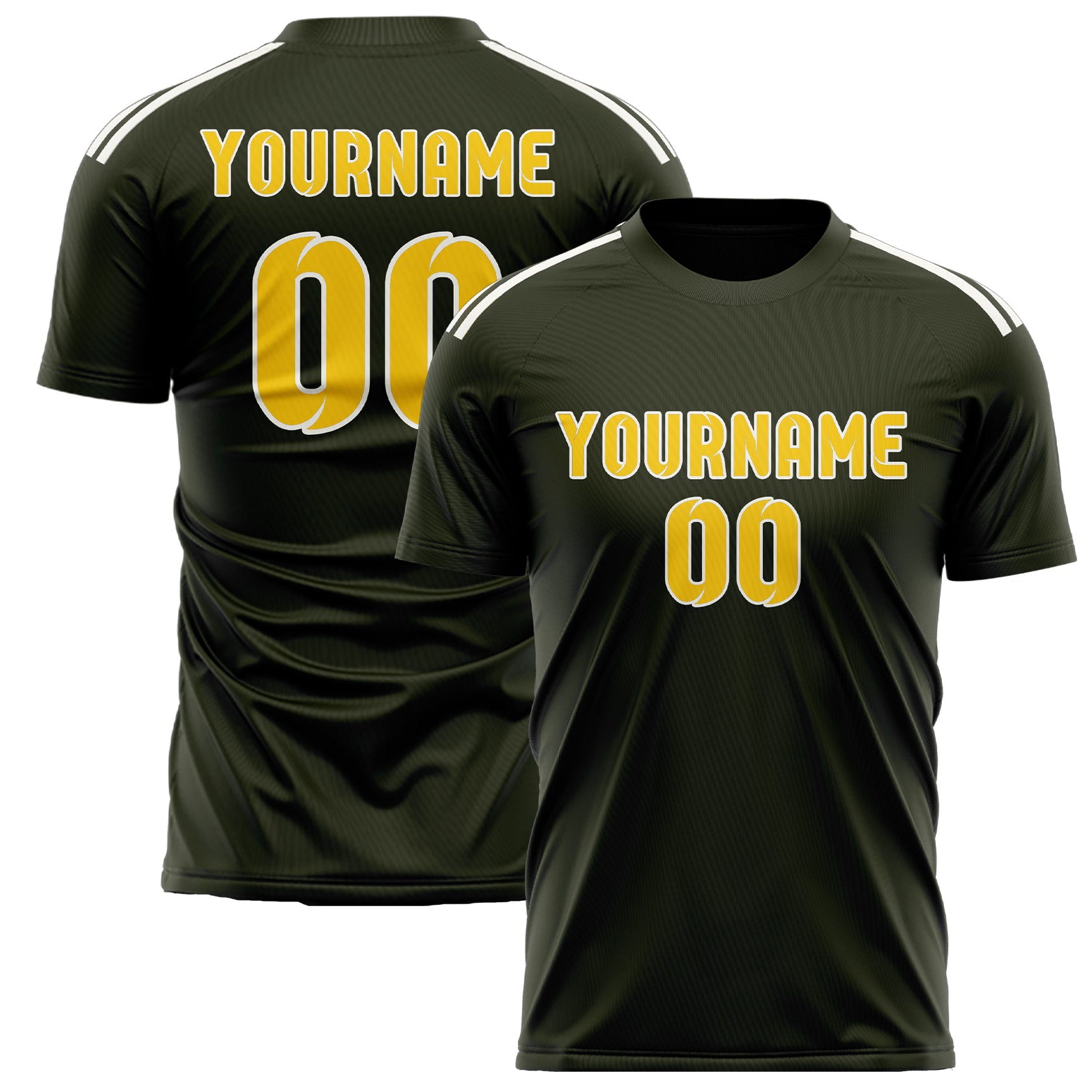 Benutzerdefiniertes Professionelles Dunkles Oliv Gold Fußballtrikot