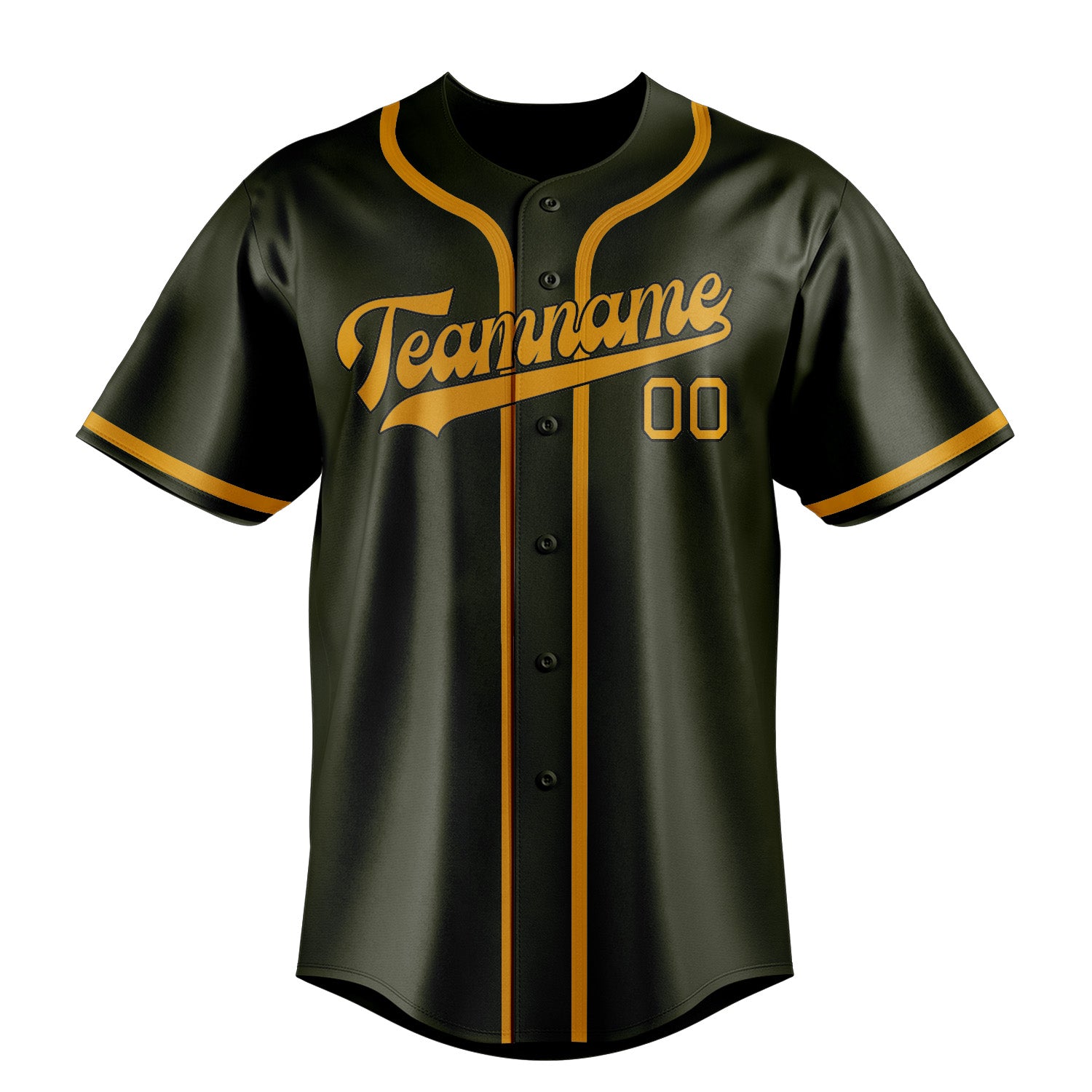 Benutzerdefiniertes Professionelles Dunkles Oliv Gelb Baseballtrikot