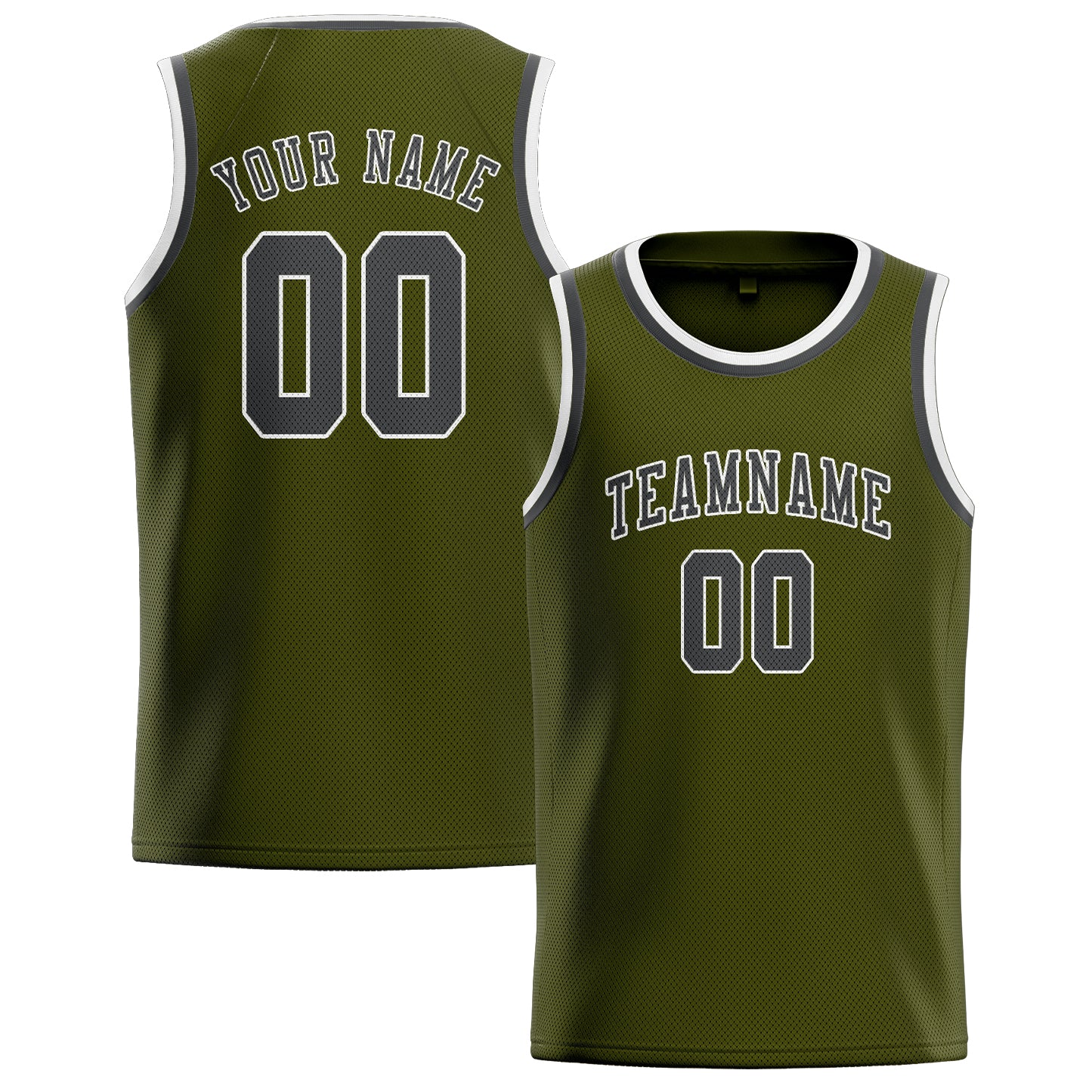 Benutzerdefiniertes Professionelles Dunkles Oliv Dunkelgrau Basketballtrikot