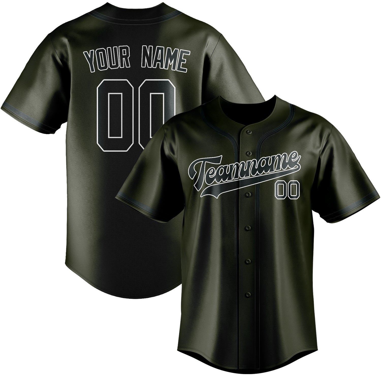 Benutzerdefiniertes Professionelles Dunkles Oliv Dunkelgrau Baseballtrikot