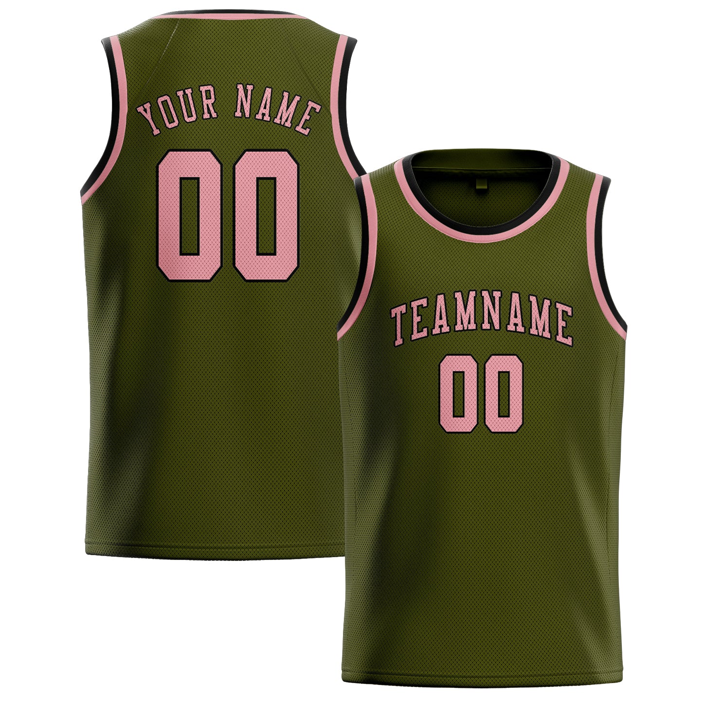 Benutzerdefiniertes Professionelles Dunkles Oliv Rosa Basketballtrikot