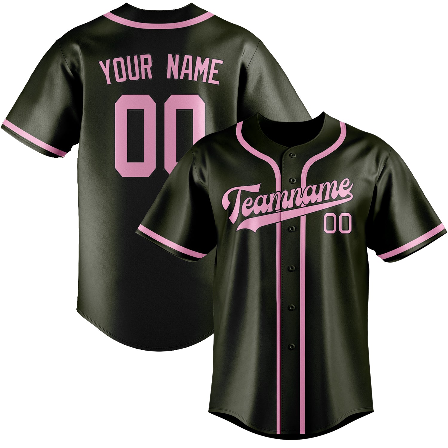 Benutzerdefiniertes Professionelles Dunkles Oliv Rosa Baseballtrikot